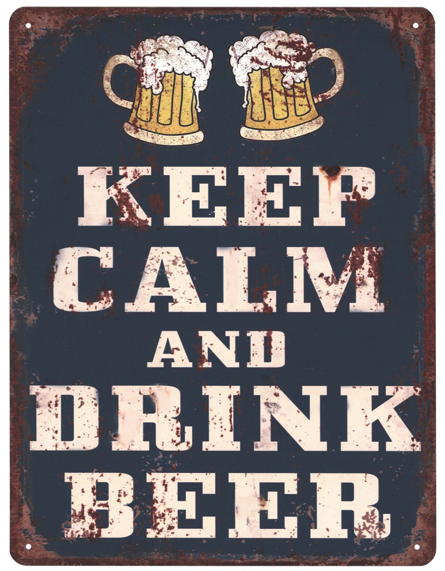 Metallschild Blechschild Keep Calm and Drink Beer