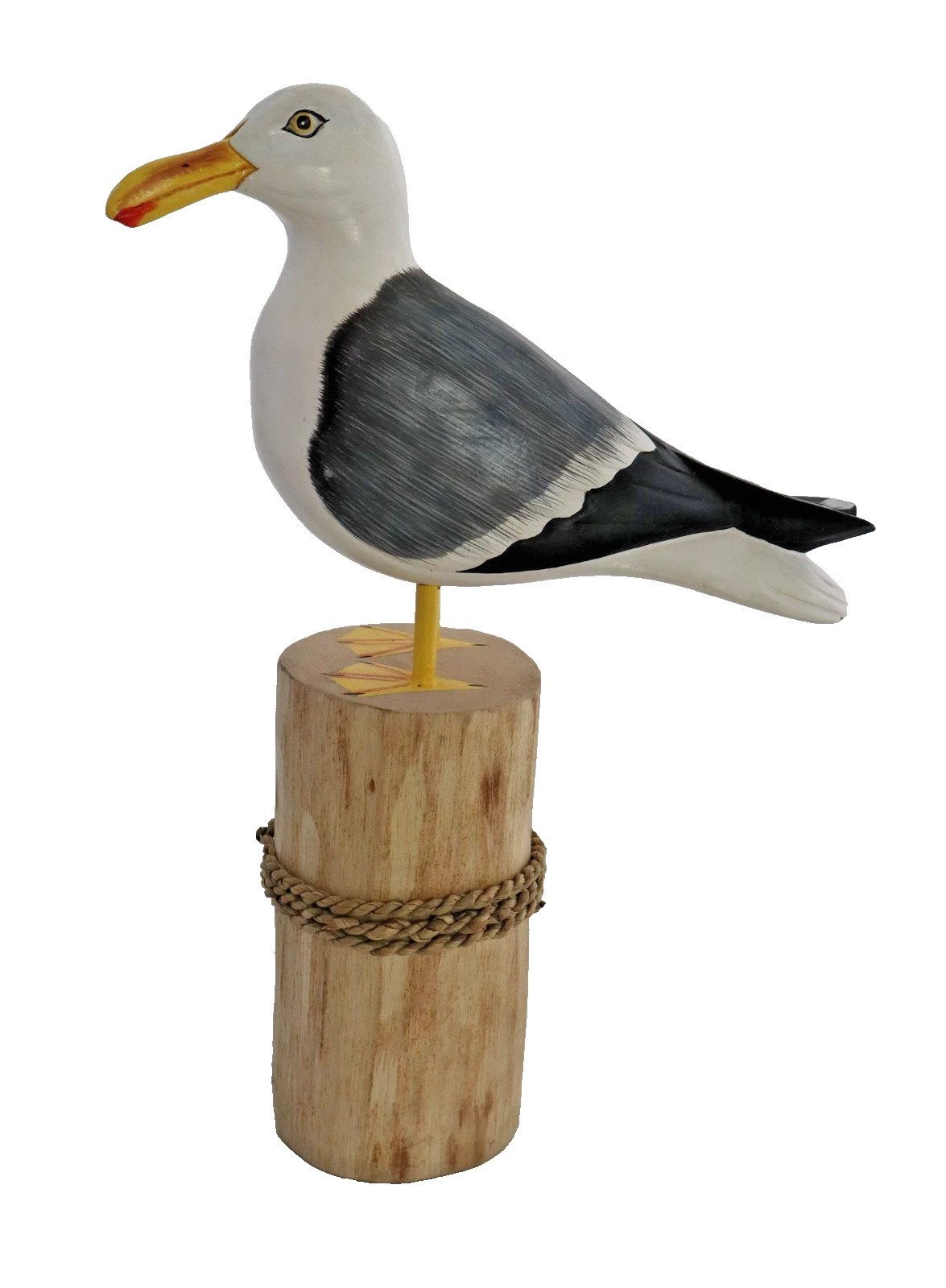 Tierfigur Deko Möwe auf Poller Holz Vogel Lachmöwe Figur Tier Skulptur Objekt