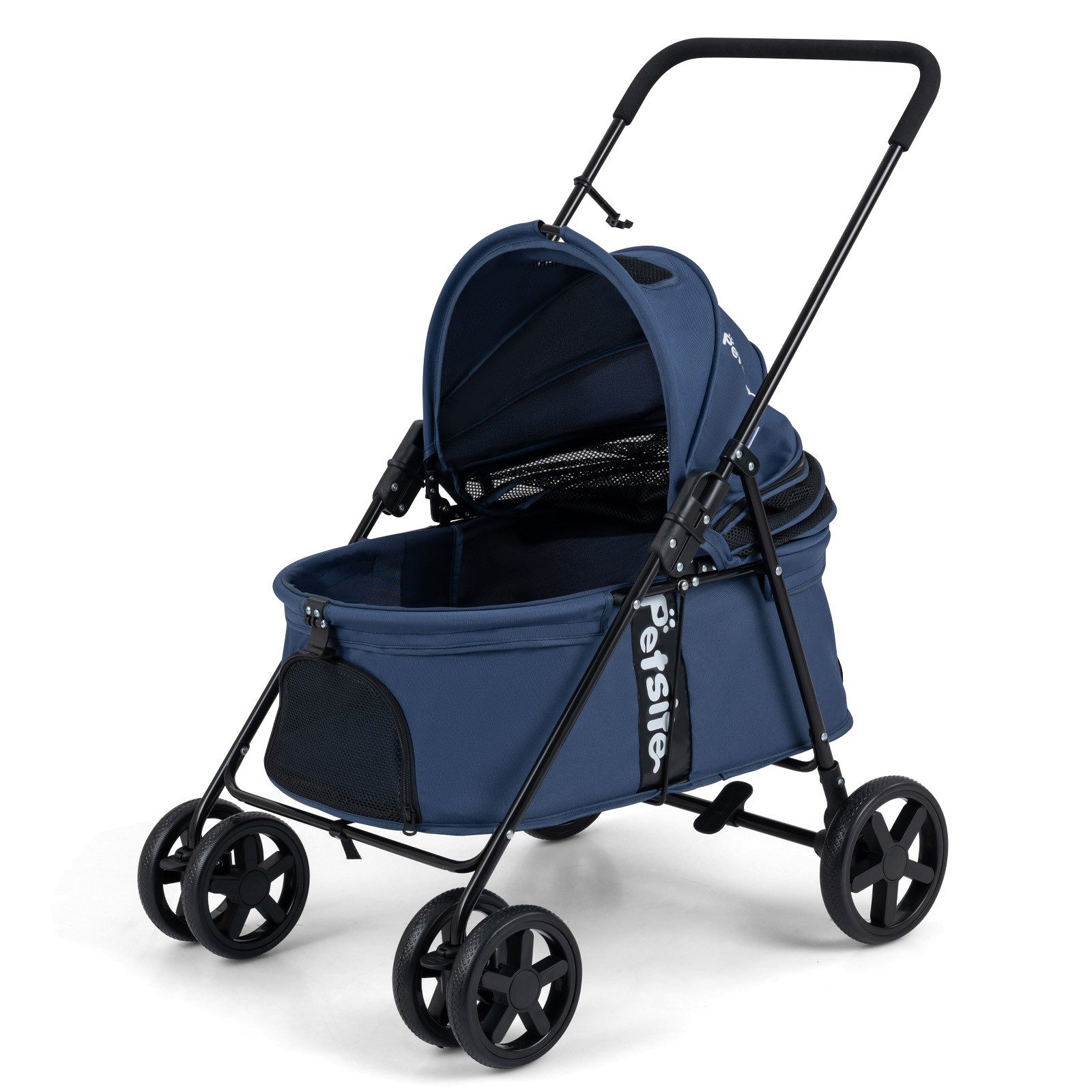 COSTWAY Hundebuggy Hundewagen, faltbar, Haustierbuggy mit verstellbarem Sonnendach