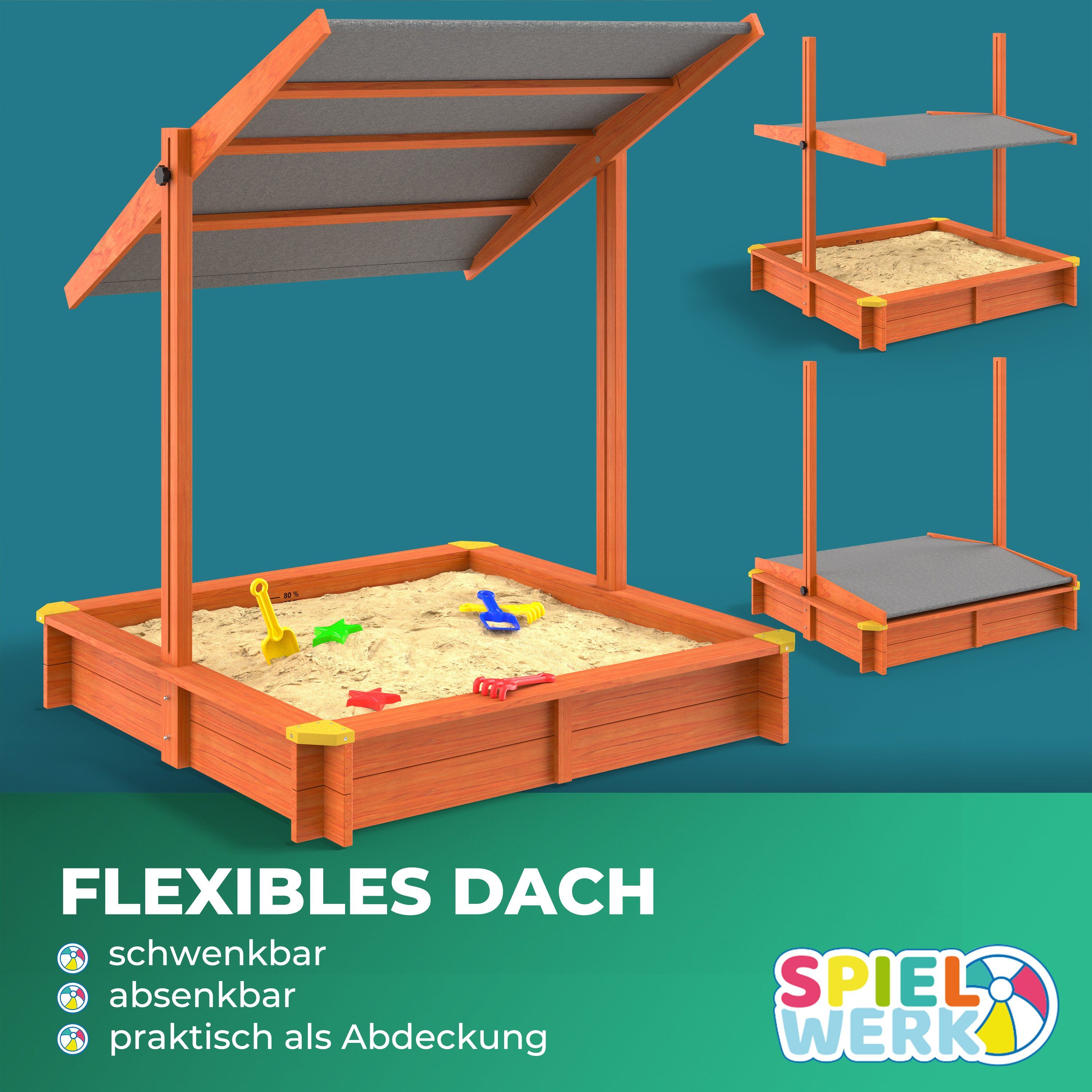Spielwerk Sandkasten, Sami mit Dach 120x120cm günstig online kaufen