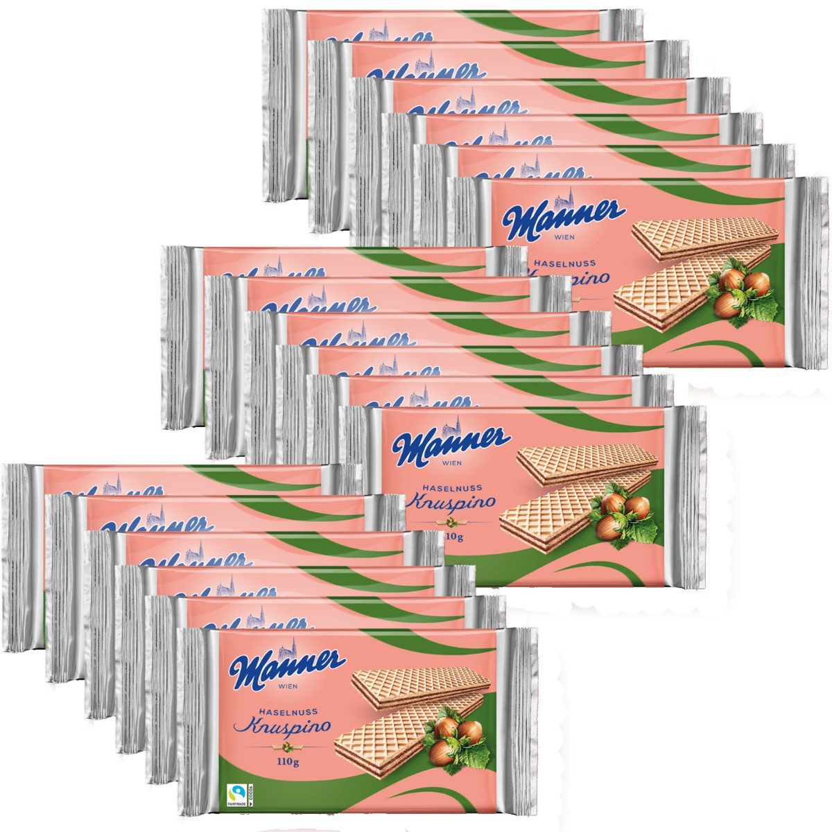 Manner Kekse, Manner Knuspino Waffeln mit Haselnusscremefüllung 110g 18er Pack