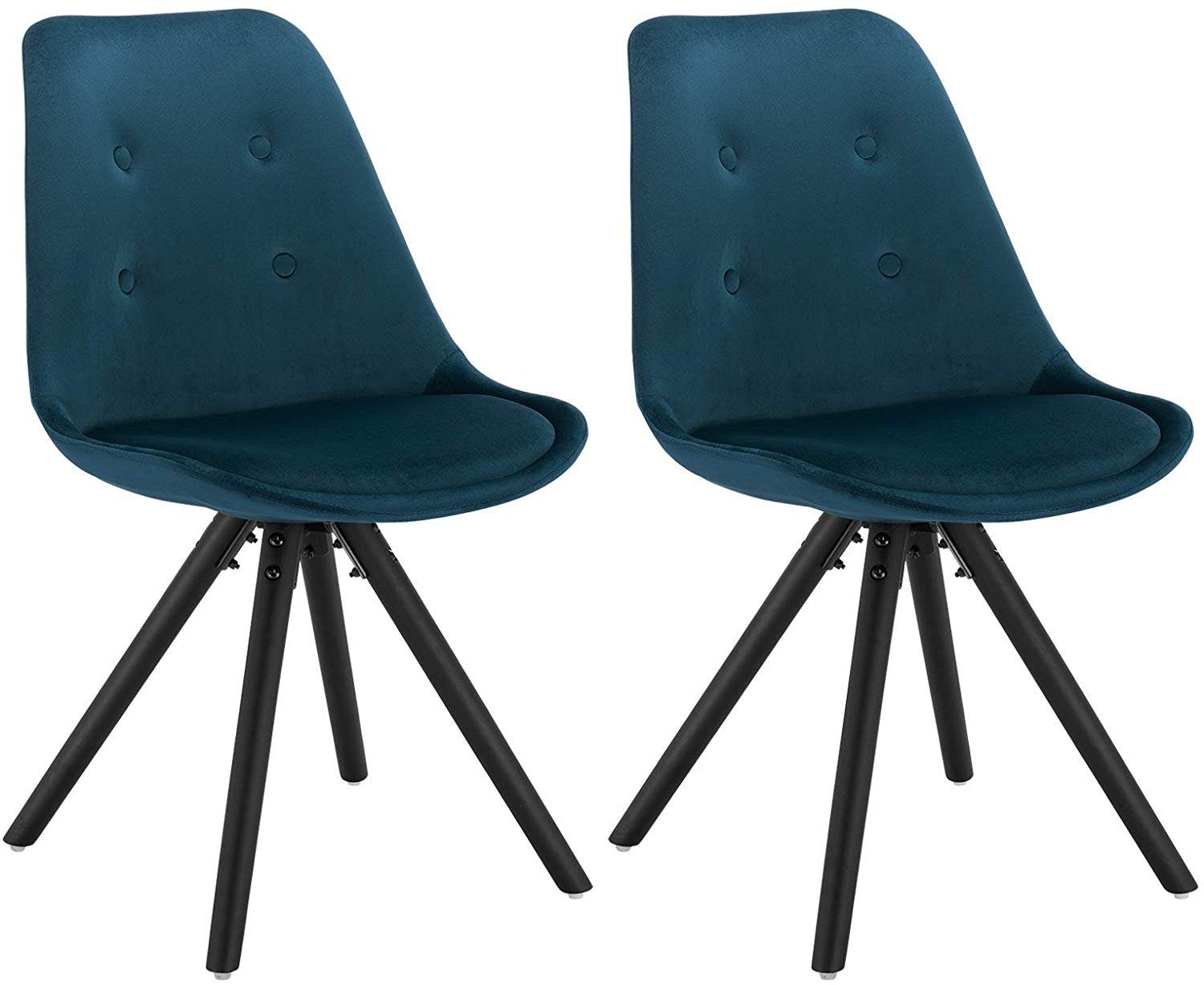 Woltu Esszimmerstuhl (Set, 2 St), Sitzfläche aus Samt, Massivholzbeine Blau | Stühle