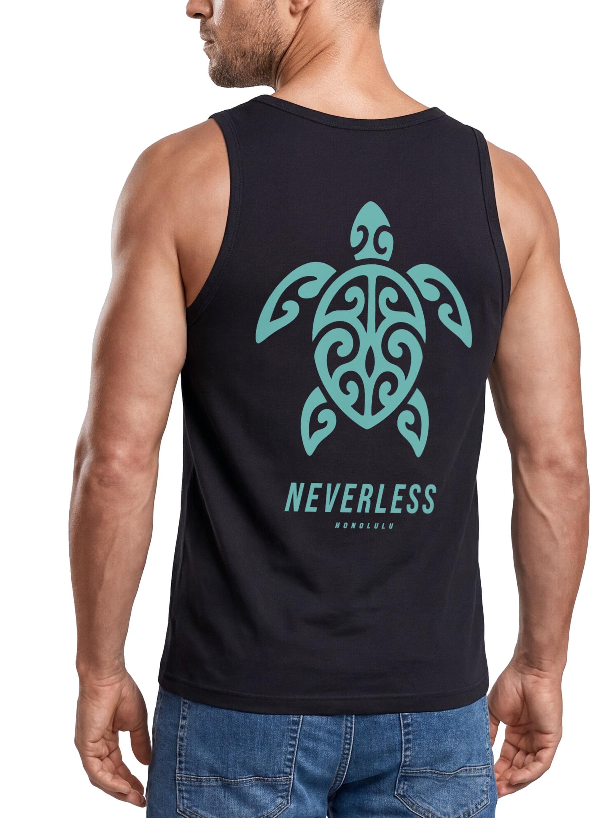 Neverless Tanktop Tanktop Herren mit Grafik-Print - Honolulu Turtel - Trägershirt mit Print