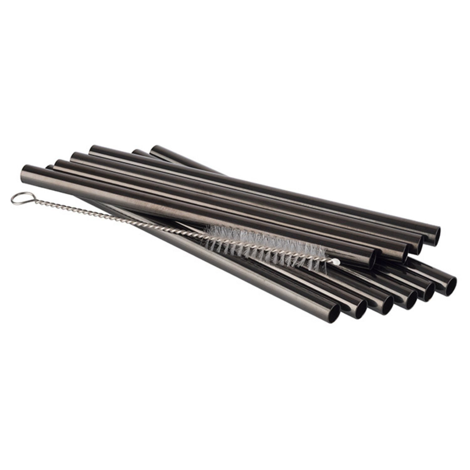 Buddy's Trinkhalme langlebige Metallstrohhalme für kalte und warme Getränke, (Set, 11-tlg), Länge ca. 15 cm, 10 Edelstahl-Trinkhalme inkl. Reinigungsbürste