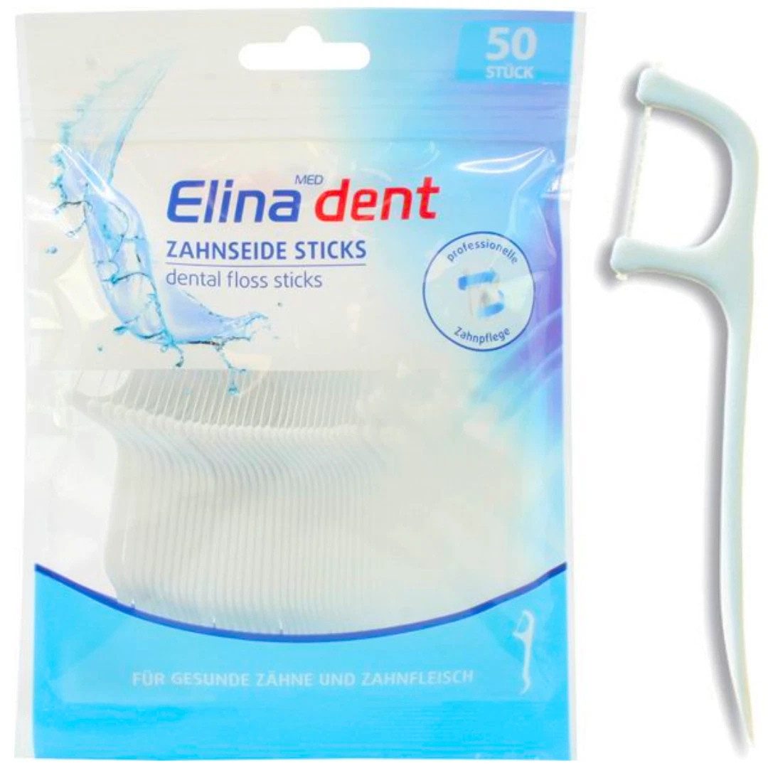 Elina Zahnseide Zahnseide Sticks mit Zahnstocher Zahnzwischenraumreinigung, (100-St)