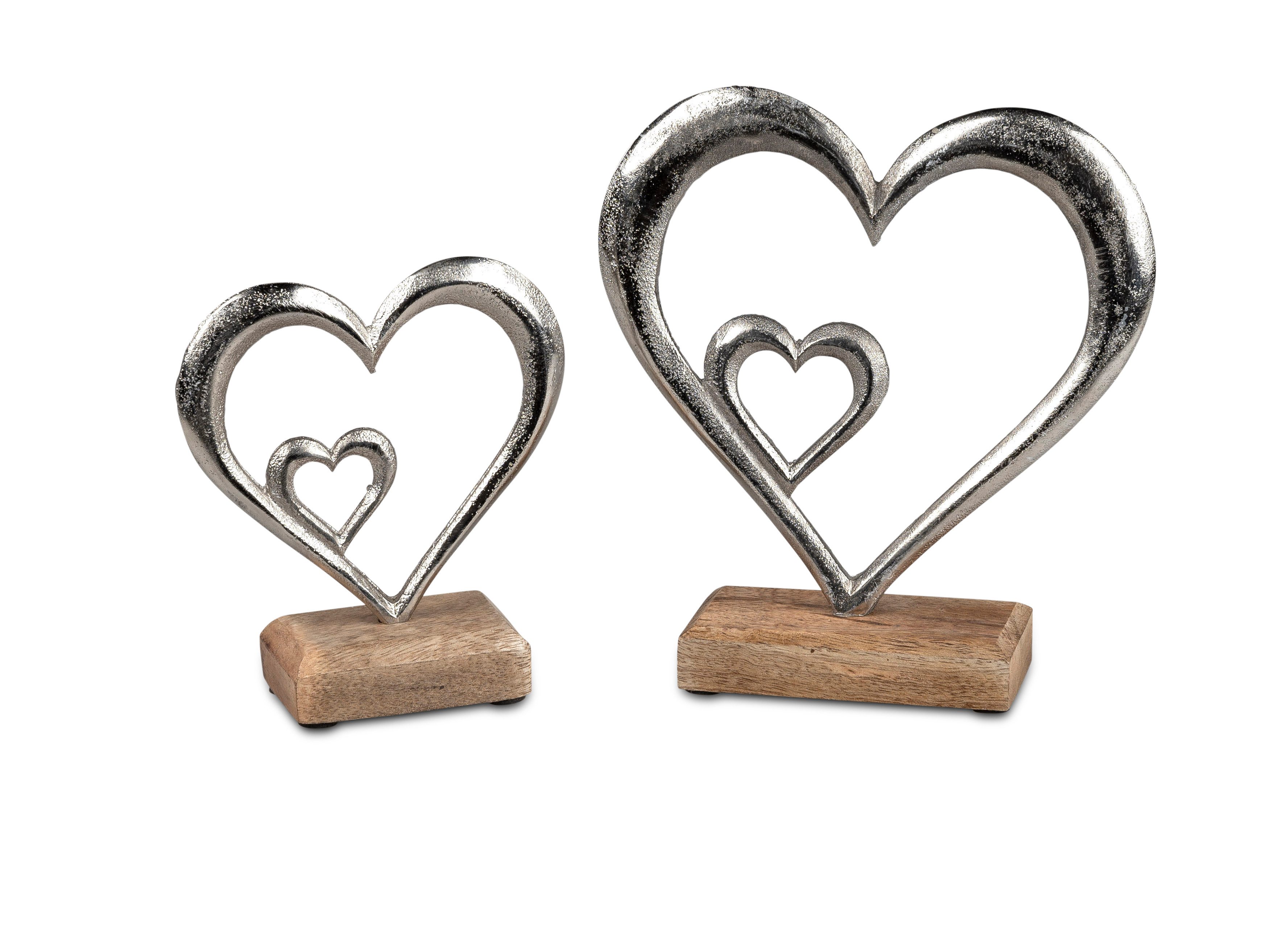 formano Skulptur Alu Mangoholz, Höhe: 19cm, Farbe: Natur, Motiv: Herz