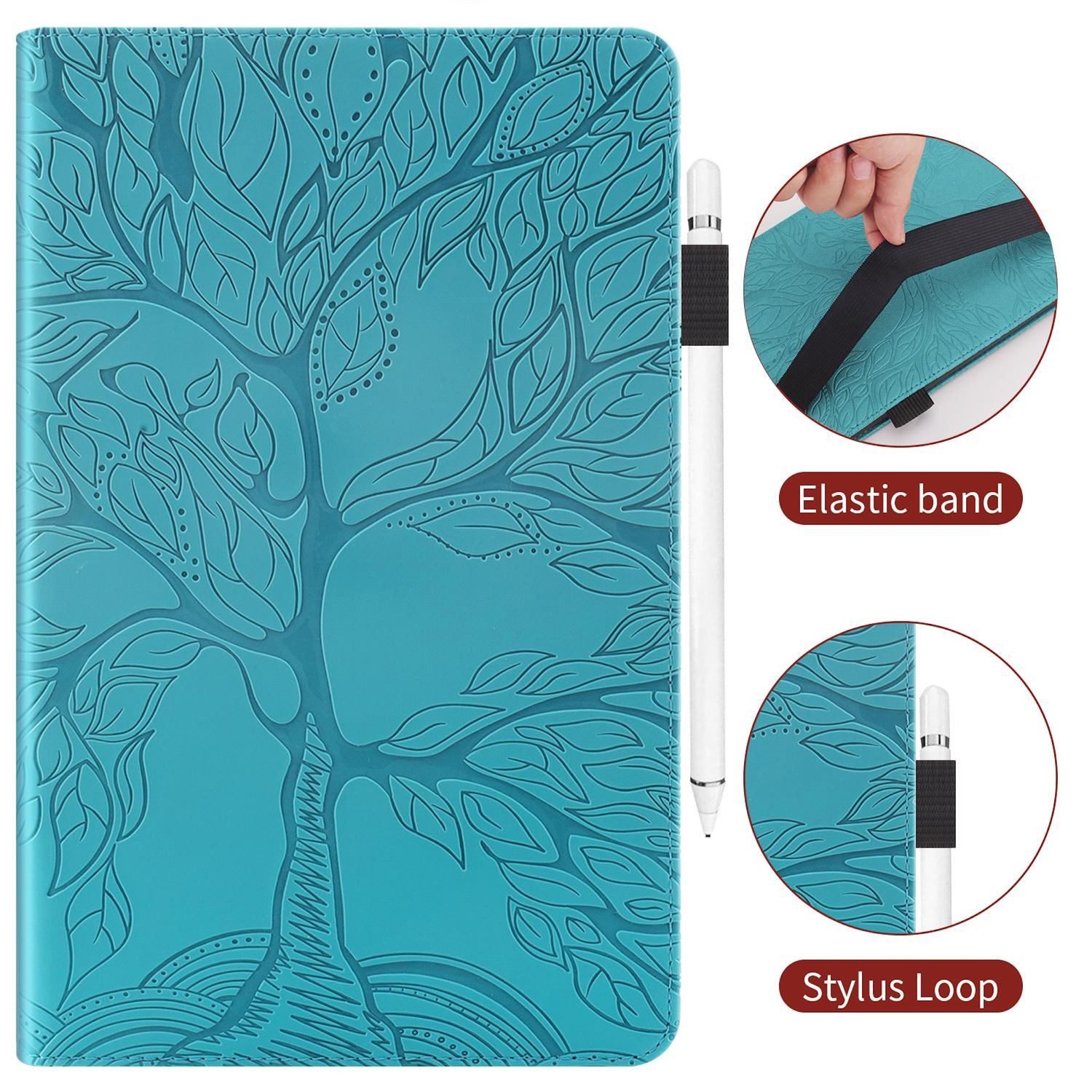 Wigento Tablet-Hülle Für Samsung Galaxy Tab S10 Plus / S9 Plus Kunstleder Tasche Blau, Baum Design Hülle mit Standfunktion und Kratzschutz – Bild 5 von 5