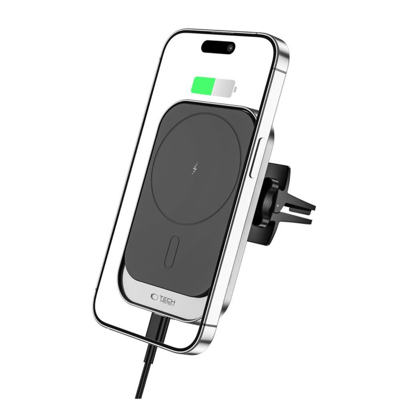 TECH PROTECT Handy-Halterung CW19, (bis 7 Zoll, Einzelartikel, Magnetische MagSafe-Halterung mit integriertem 15 W Wireless Charger)