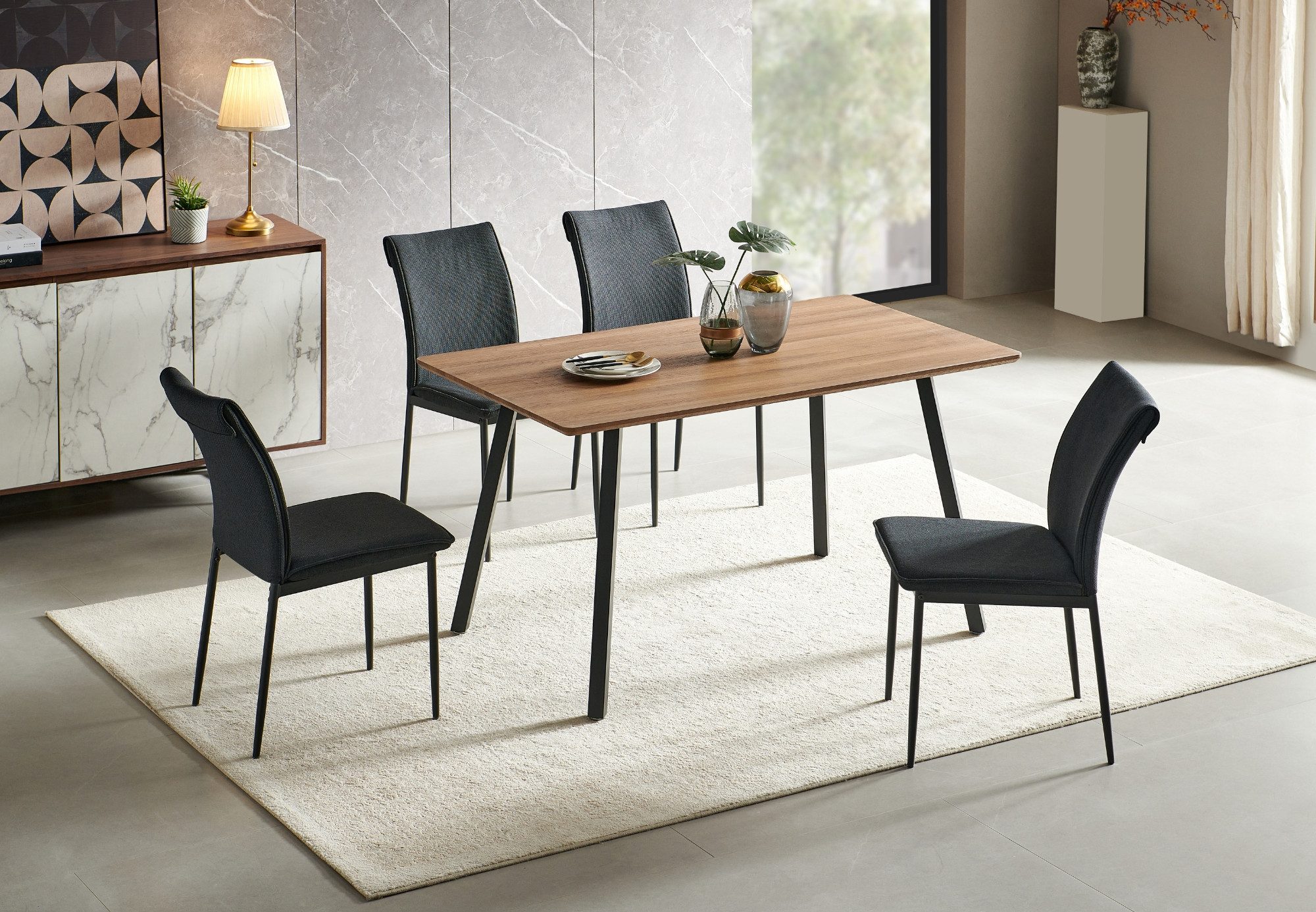 Home Collective Esszimmer-Set mit 4 Stühlen günstig online kaufen