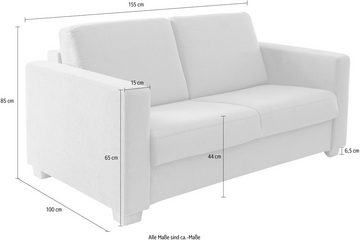 ADA trendline Schlafsofa Verdi, wahlweise mit Bettfunktion inkl. Kaltschaummatratze, Breite: 155cm