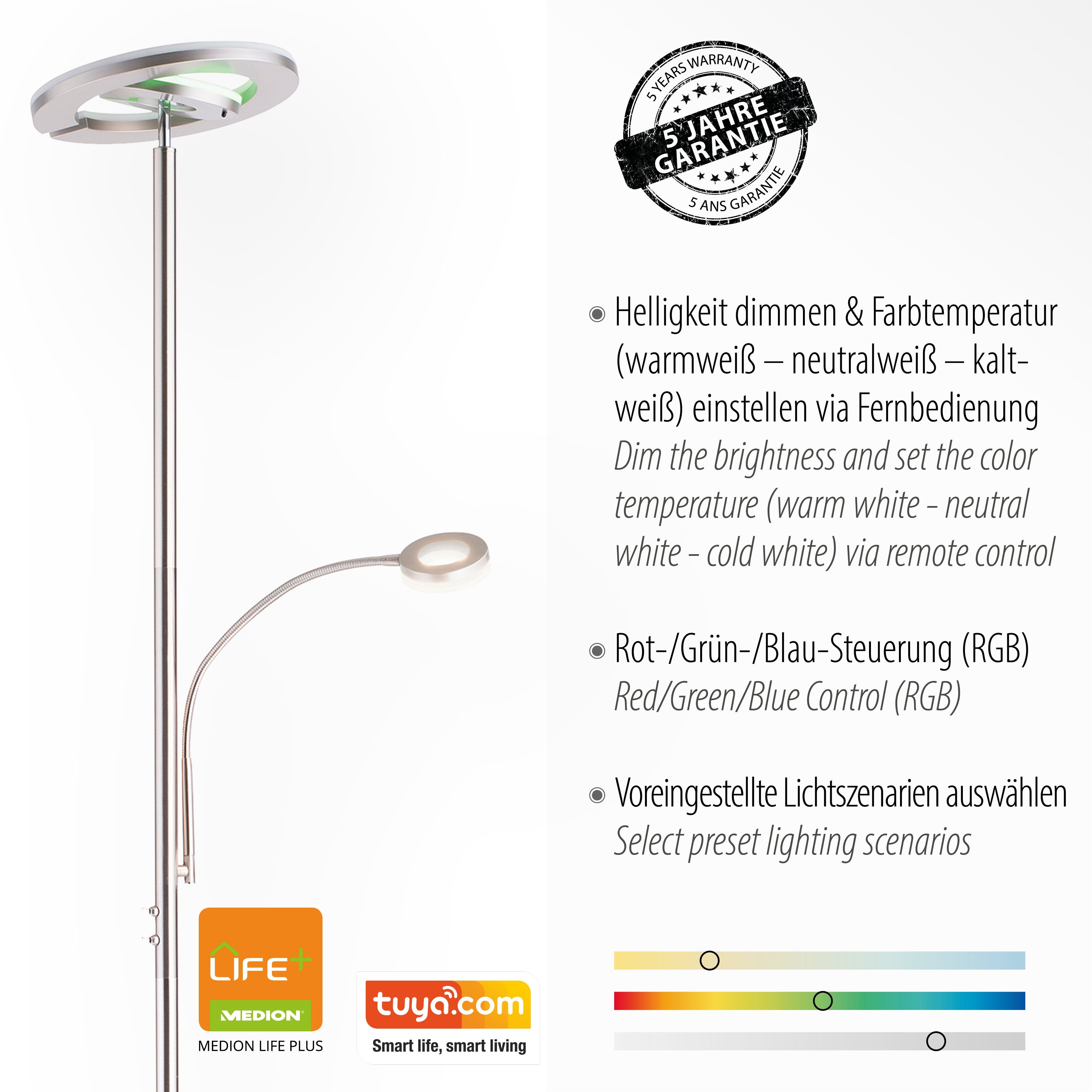 JUST LIGHT Stehlampe Ls-ROCCO, LED fest integriert, warmweiß - kaltweiß, RGB+tunable white, Infrarot inkl., Fernbedienung, Smarthome fähig