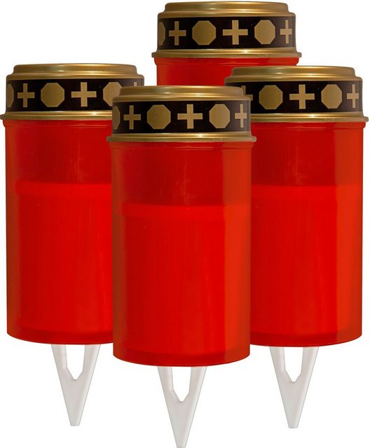 HEITRONIC Dekolicht »LED-Grablicht mit Batteriebetrieb, rot, mit 8-Stunden-Timer und inkl. Erdspieß«, LED-Grableuchte, Grablaterne-Otto