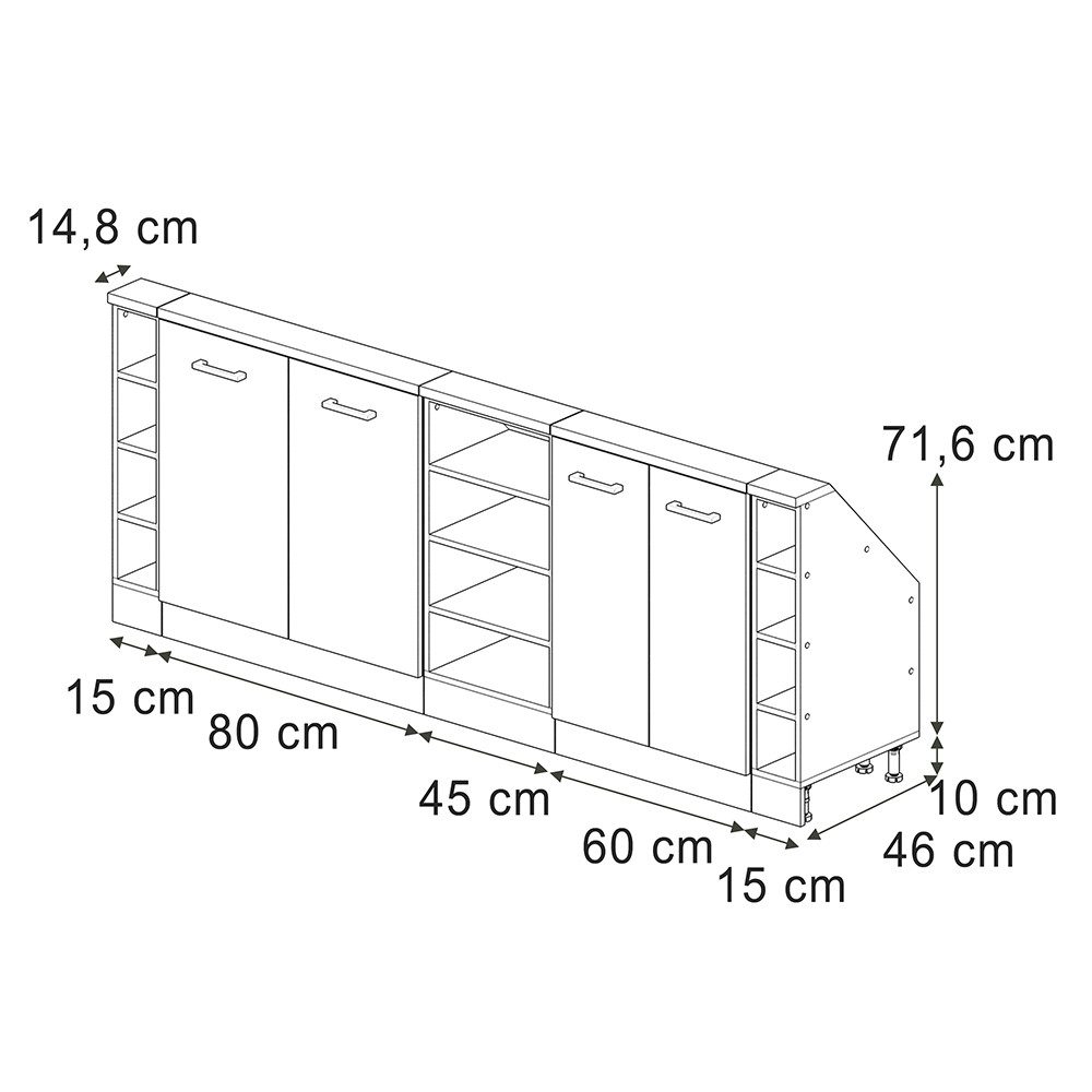 Vicco Unterschrank R-Line, Weiß Landhaus/Weiß, 215 günstig online kaufen