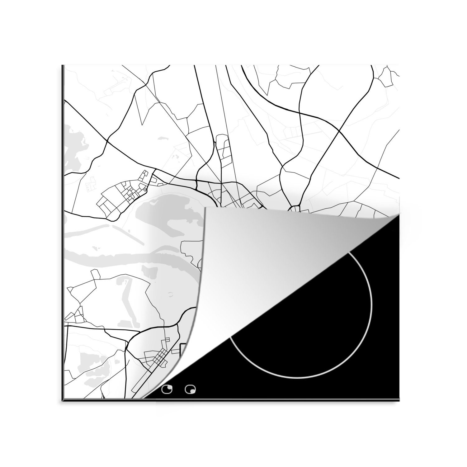 (1 küche Herdblende-/Abdeckplatte Arbeitsplatte Ceranfeldabdeckung, cm, - tlg), Karte, 78x78 für - MuchoWow Stadtplan Vinyl, Wesel