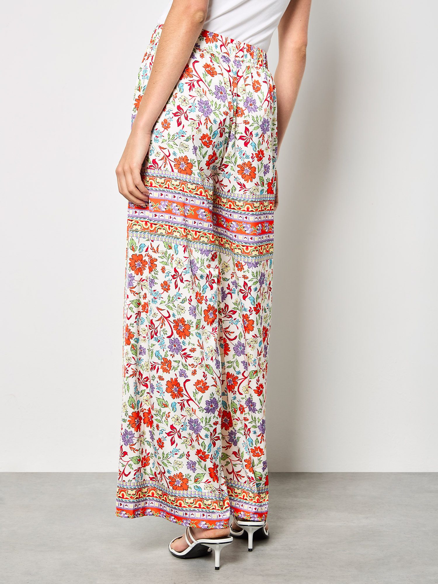 Apricot Palazzohose Satin-Hose mit weitem Bein