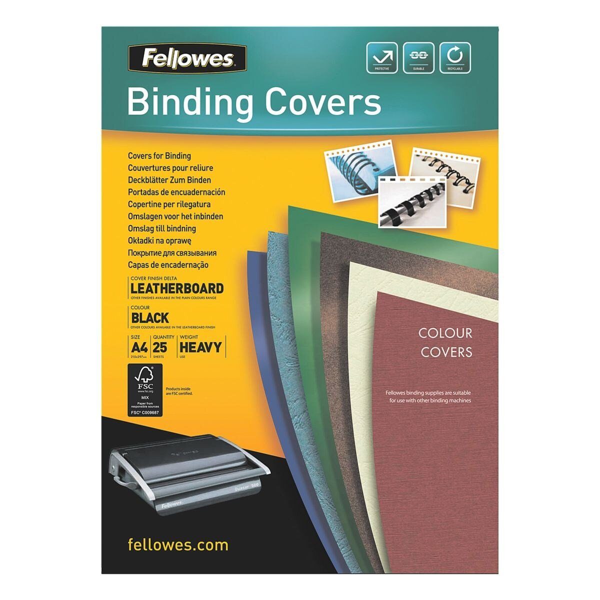 FELLOWES Papierkarton, Deckblätter zum Binden, 250 g/m², 25 Stück