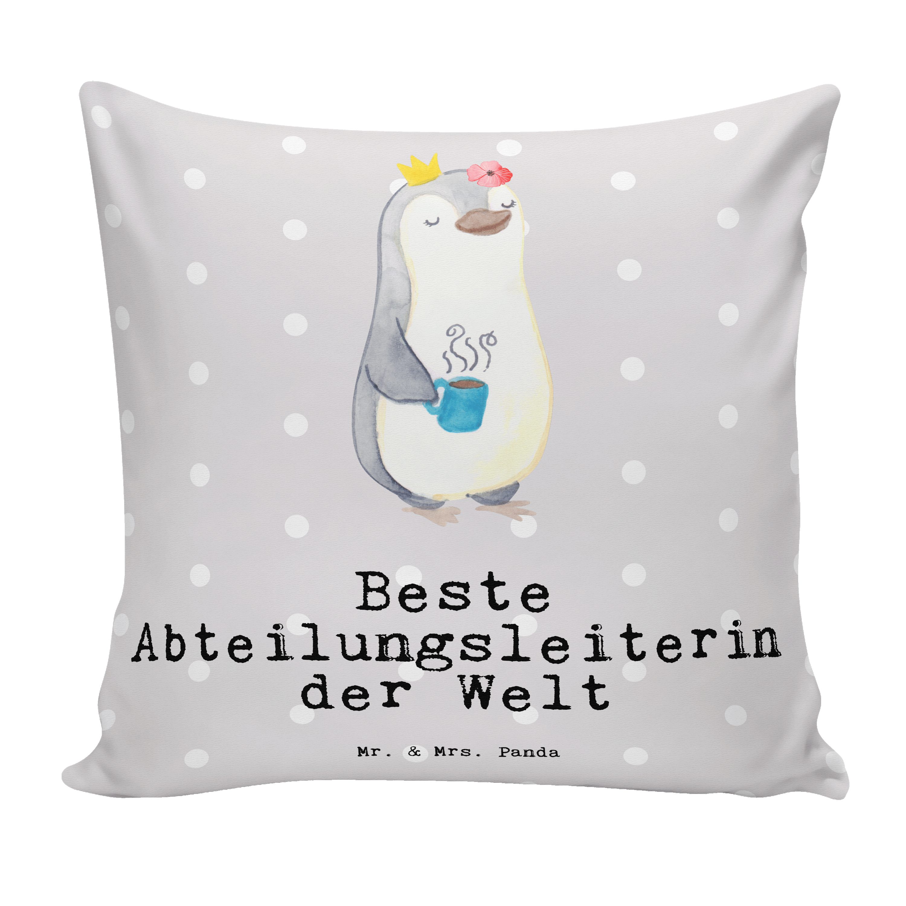 Mr. & Mrs. Panda Dekokissen Pinguin Beste Abteilungsleiterin der Welt - Grau Pastell - Geschenk