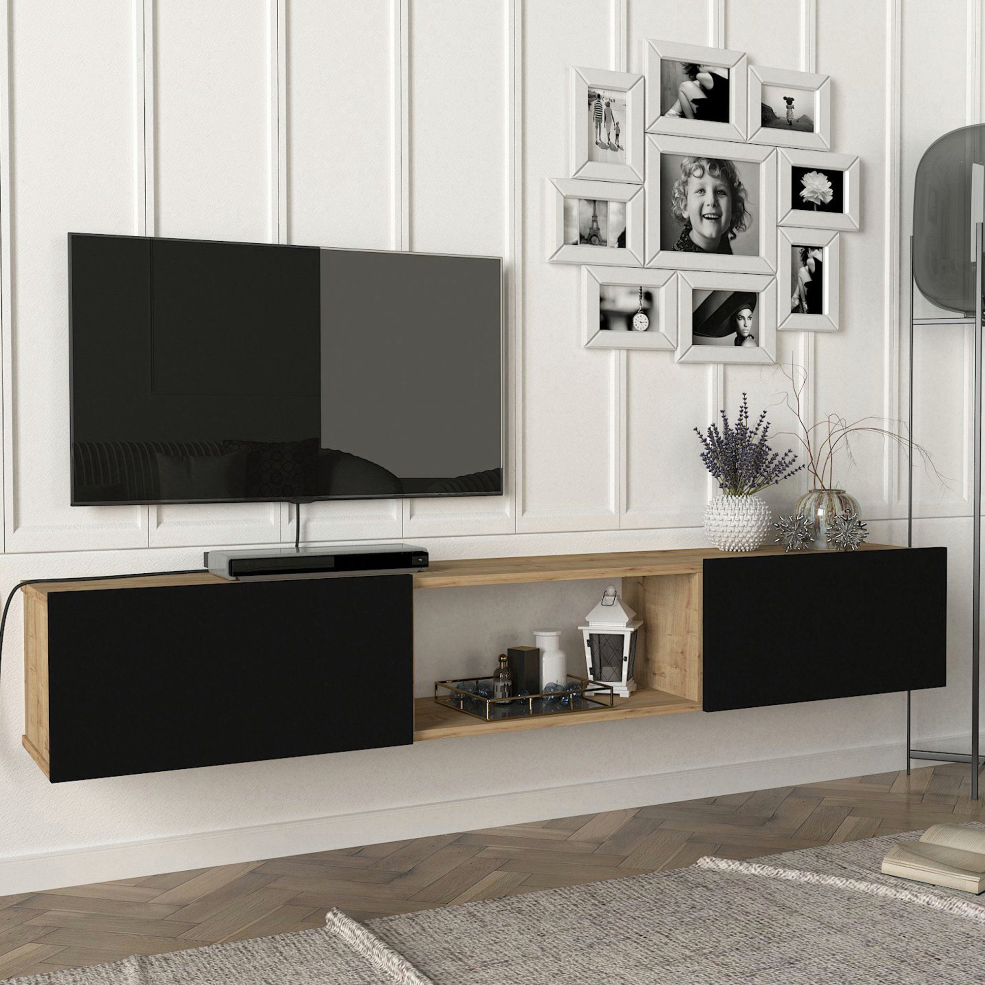 en.casa Lowboard, »Paltamo« Fernsehschrank 180x31x29,5cm Eiche günstig online kaufen