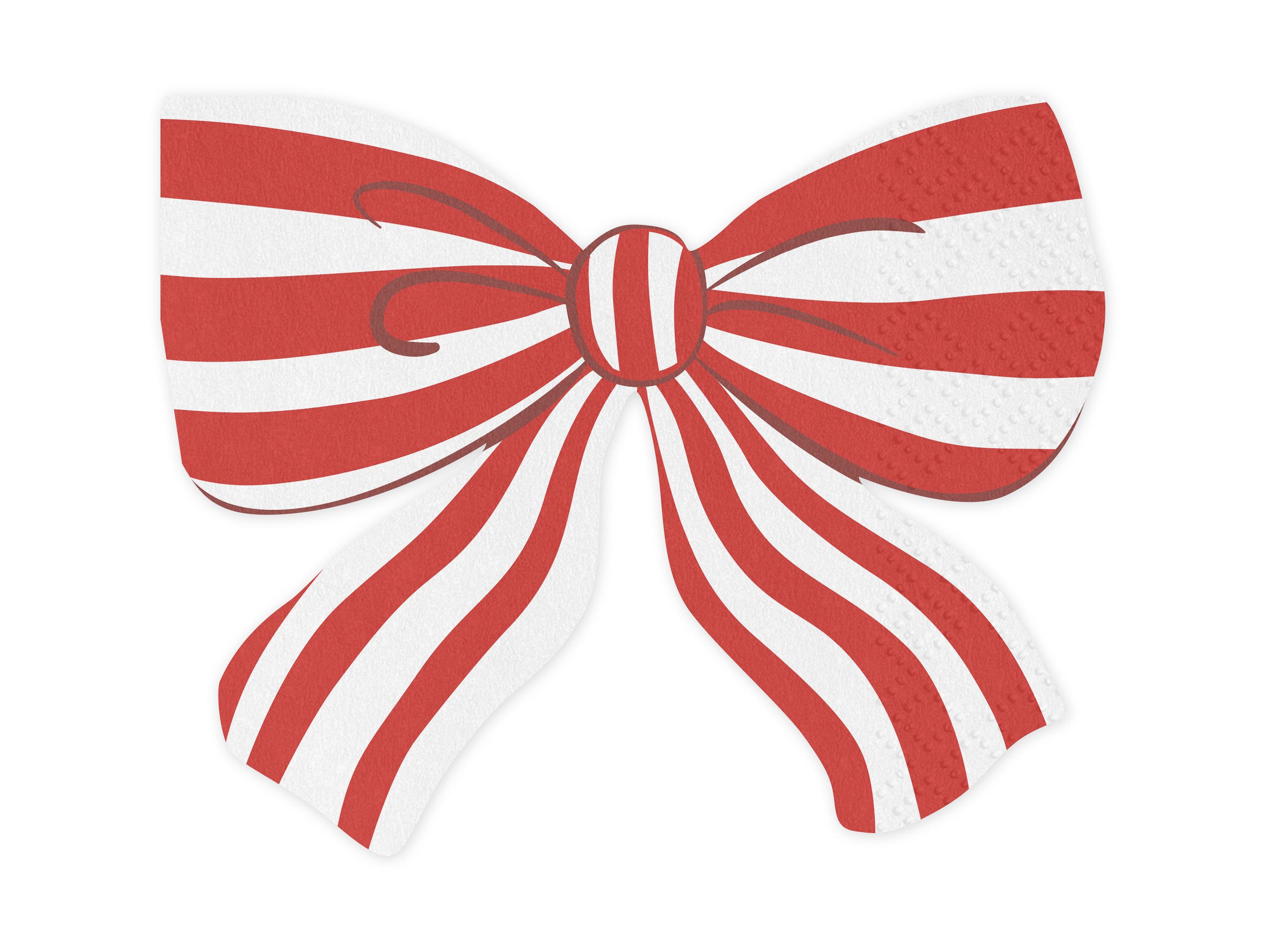 partydeco Papierserviette, Servietten Papier 16x13cm gestreifte Schleifen Motiv 12 Stück Weiß Rot