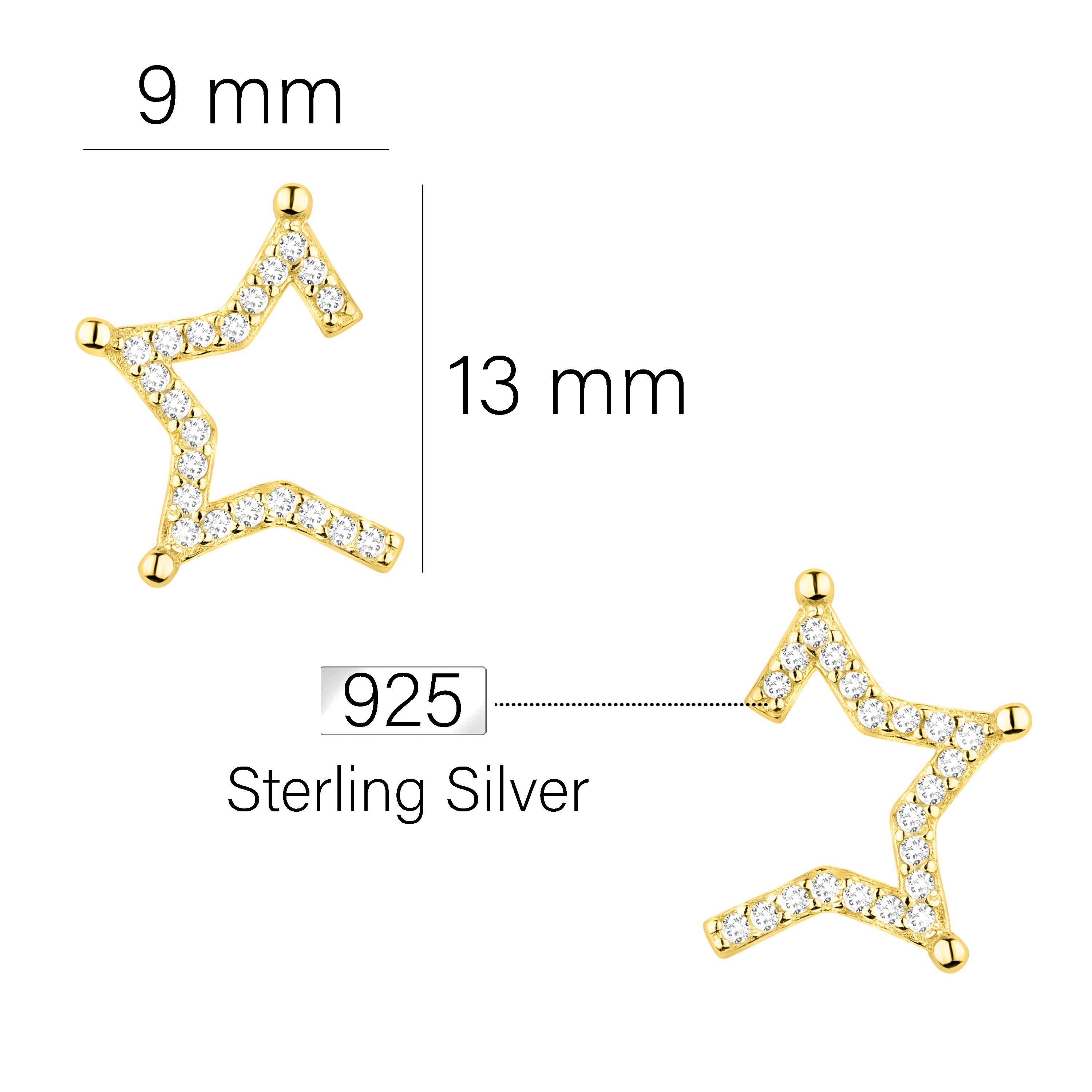 Silber Sofia Milani Stern, Damen gold 925 Ohrstecker Paar Schmuck