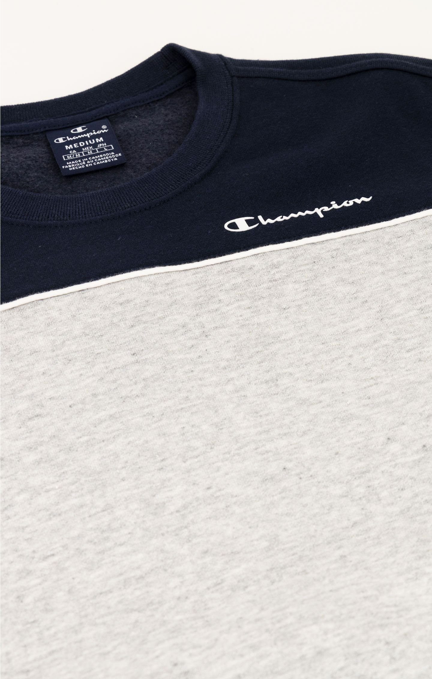 Fleece-Sweatshirt und in Pullover blau Farbblockoptik Sweatshirt Champion