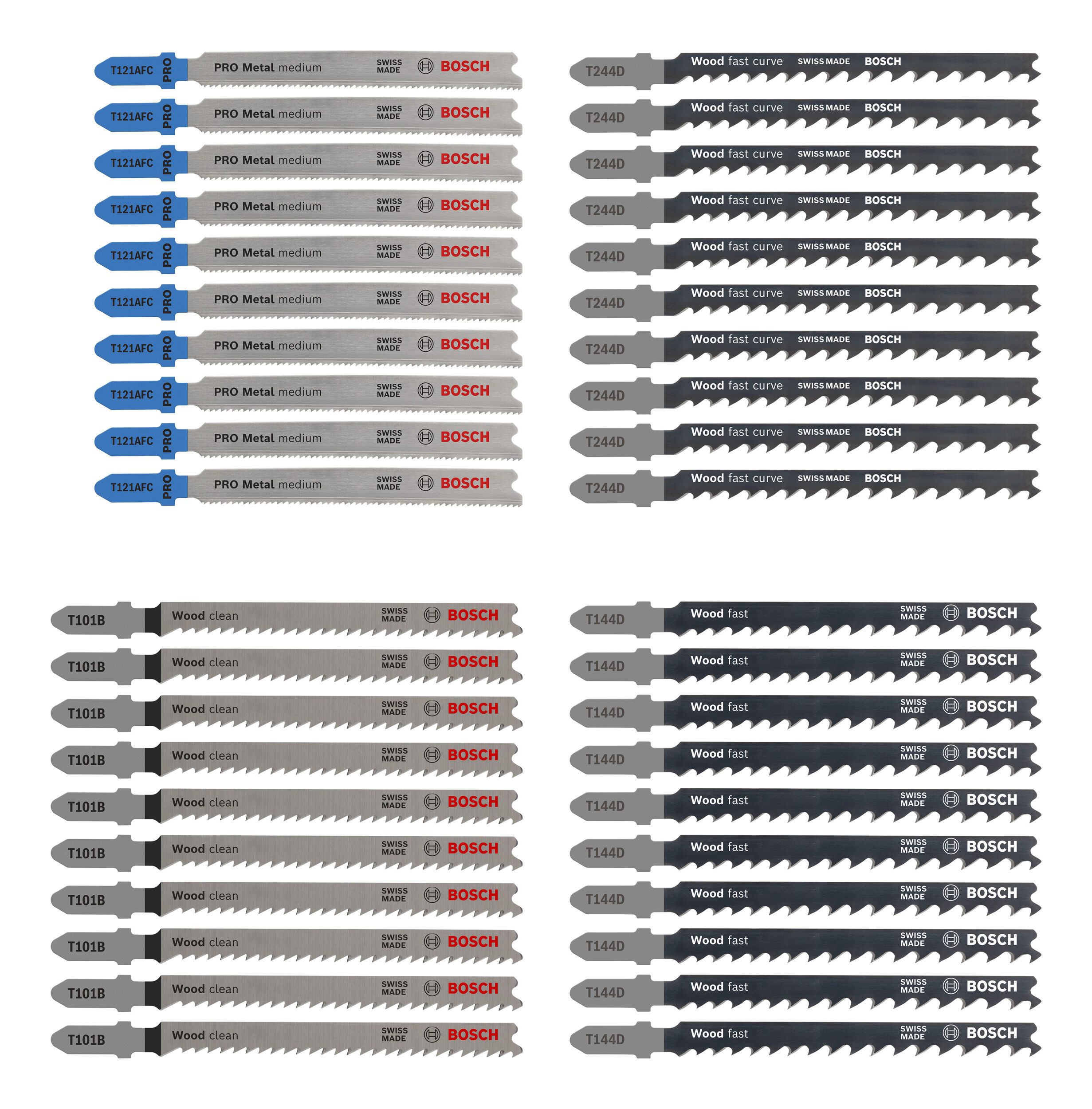 BOSCH Stichsägeblatt Line Wood and Metal (40 Teile), Wood and Metal Set, 40-teilig