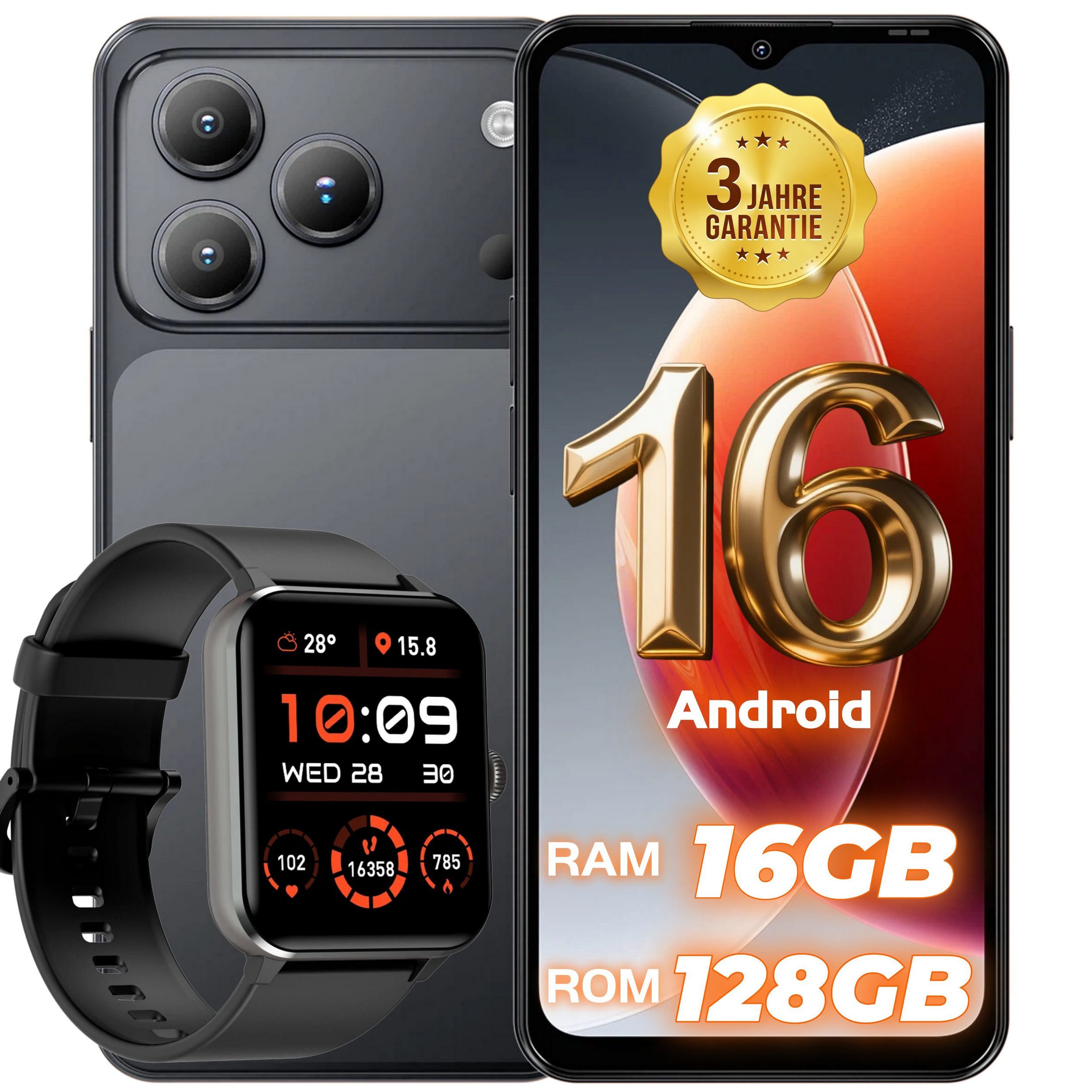 blackview Android 16 WAVE 7C (16+128) 60HZ 5000mAh AI Smartphone (5000mAh Simlockfreie Handy, 32MP+13MP KI Kamera, 4G Dual SIM/Face ID)