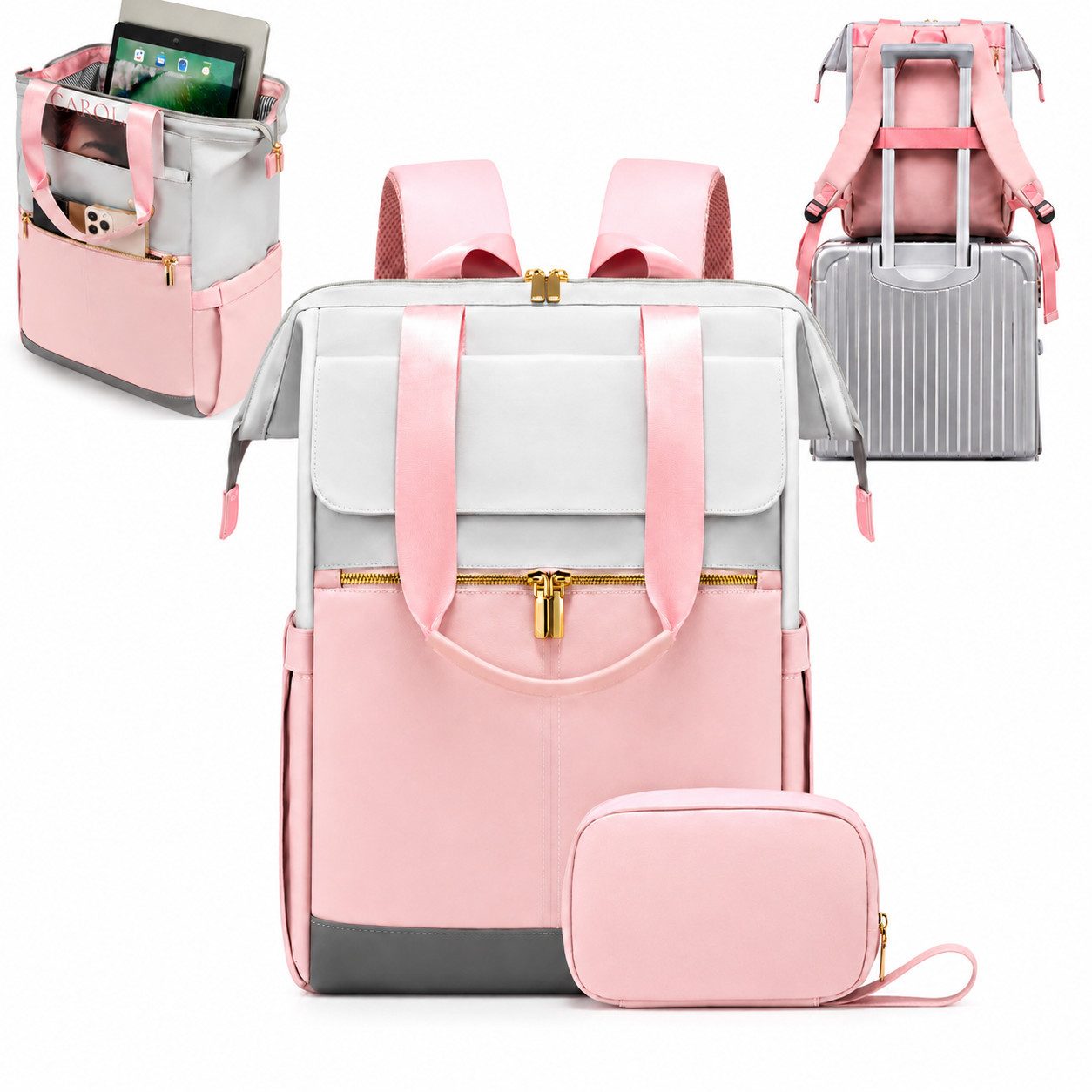 Toomoke Freizeitrucksack Laptop Rucksack 15,6 Zoll Damen Herren Business Reise Rucksack (Moderner Notebook Rucksack mit gepolstertem 15,6 Zoll Laptopfach, großem Stauraum, versteckter Sicherheitstasche, Kofferband), ideal für Büro, Studium, Geschäftsreisen und Alltag