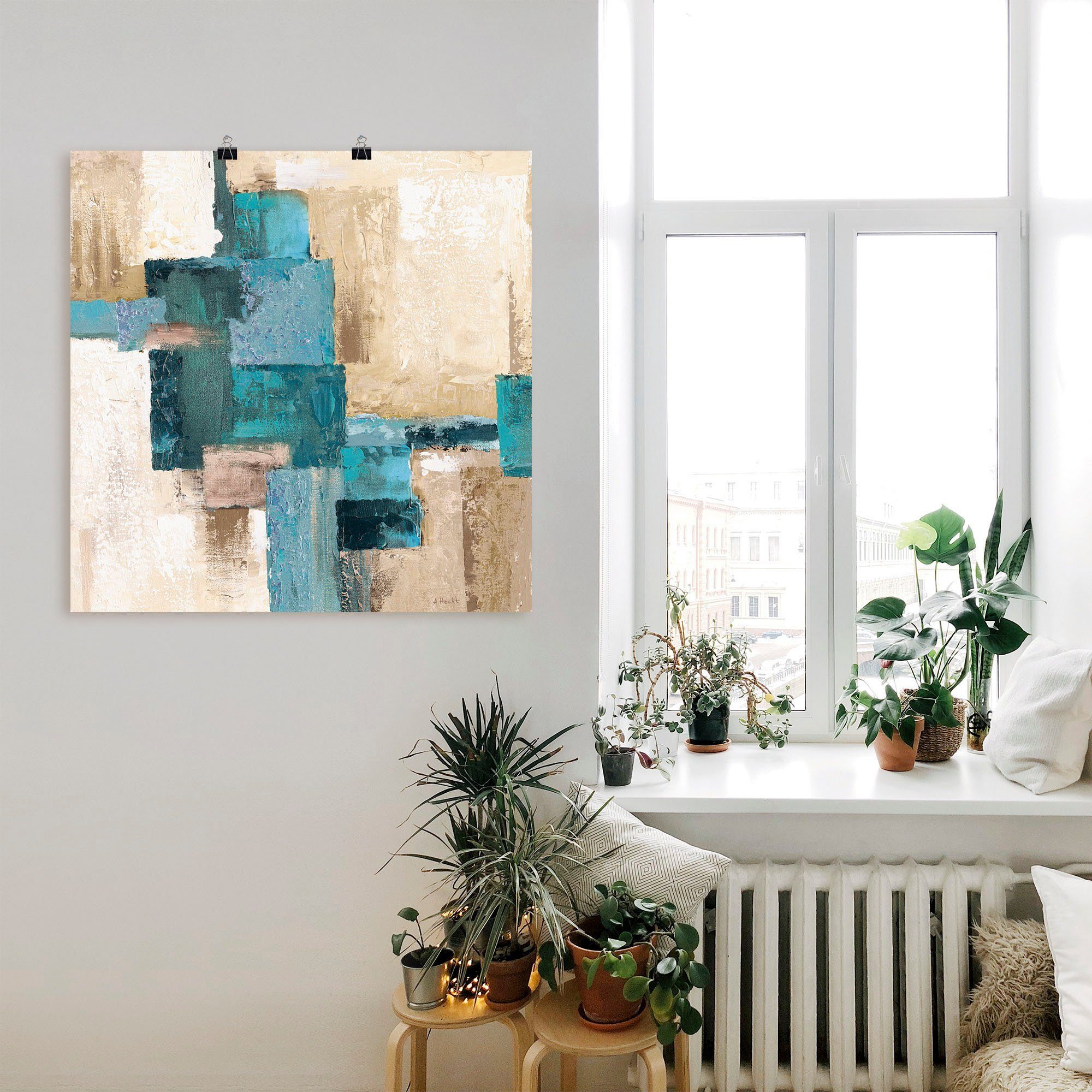 Artland Wandbild »Abstrakte Karos beige-türkis«, Muster (1 Stück), in vielen Größen & Produktarten - Alubild / Outdoorbild für den Außenbereich, Leinwandbild, Poster, Wandaufkleber / Wandtattoo auch für Badezimmer geeignet-kaufen