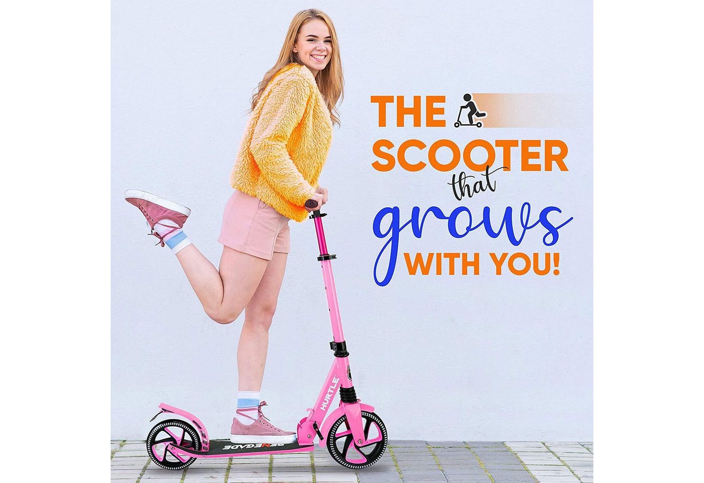 Thumbnail - Pyle Cityroller Cityroller für Kinder & Erwachsene – Klappbarer Tretroller, Höhenverstellbar 84–98 cm, große Räder 20,3 ...