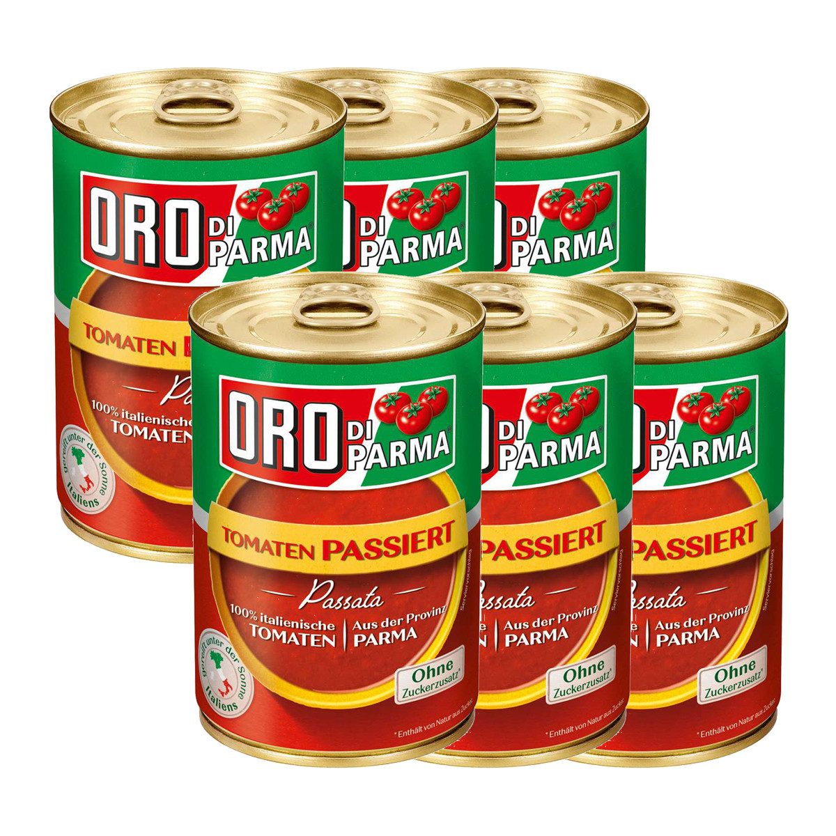 ORO DI PARMA Gemüsekonserve, ORO di Parma passiert und geschälte Tomaten Dose 425g 6er Pack