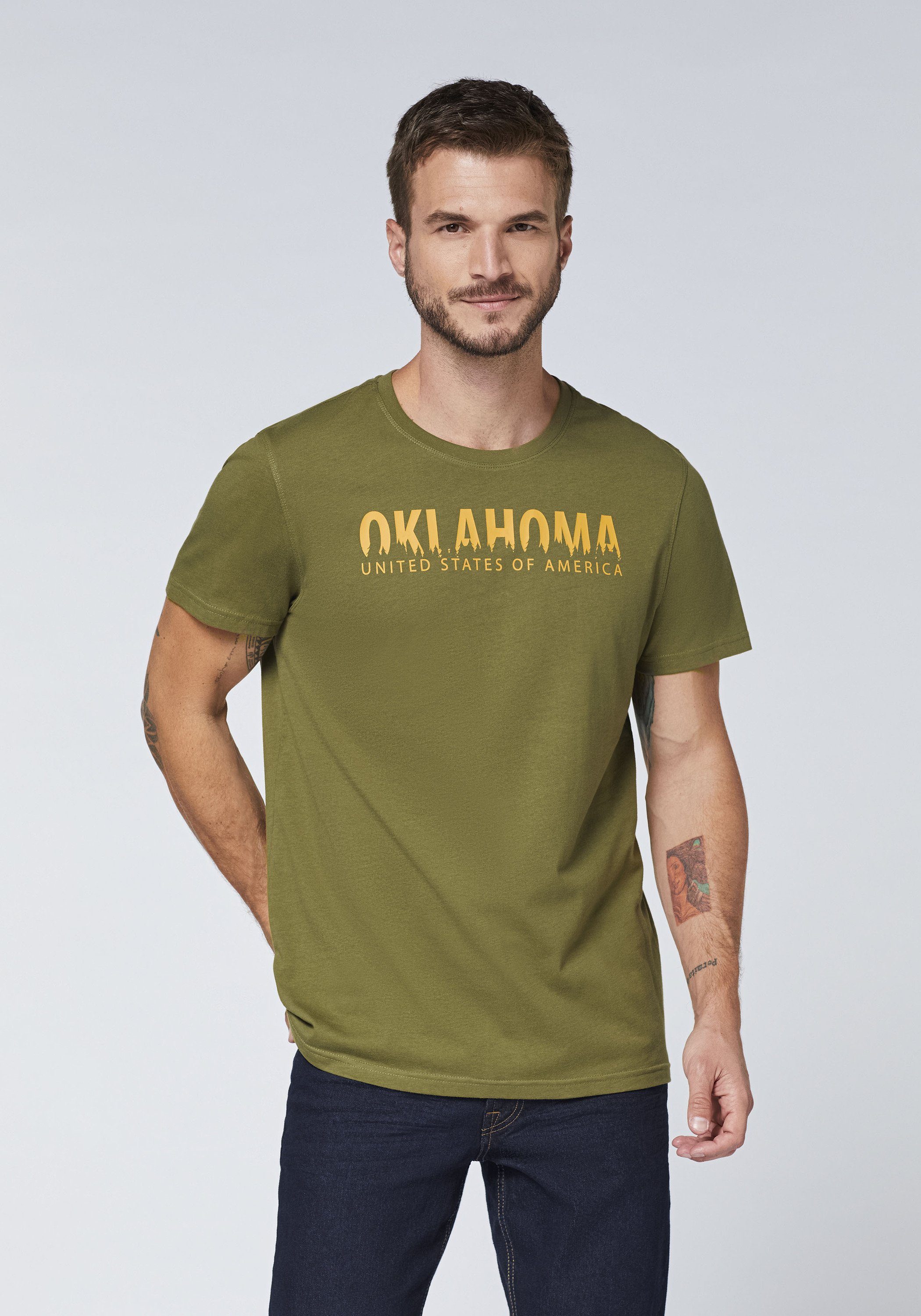 Dusty Jeans im Oklahoma Nature-Label-Look Olive 18-0515 Print-Shirt