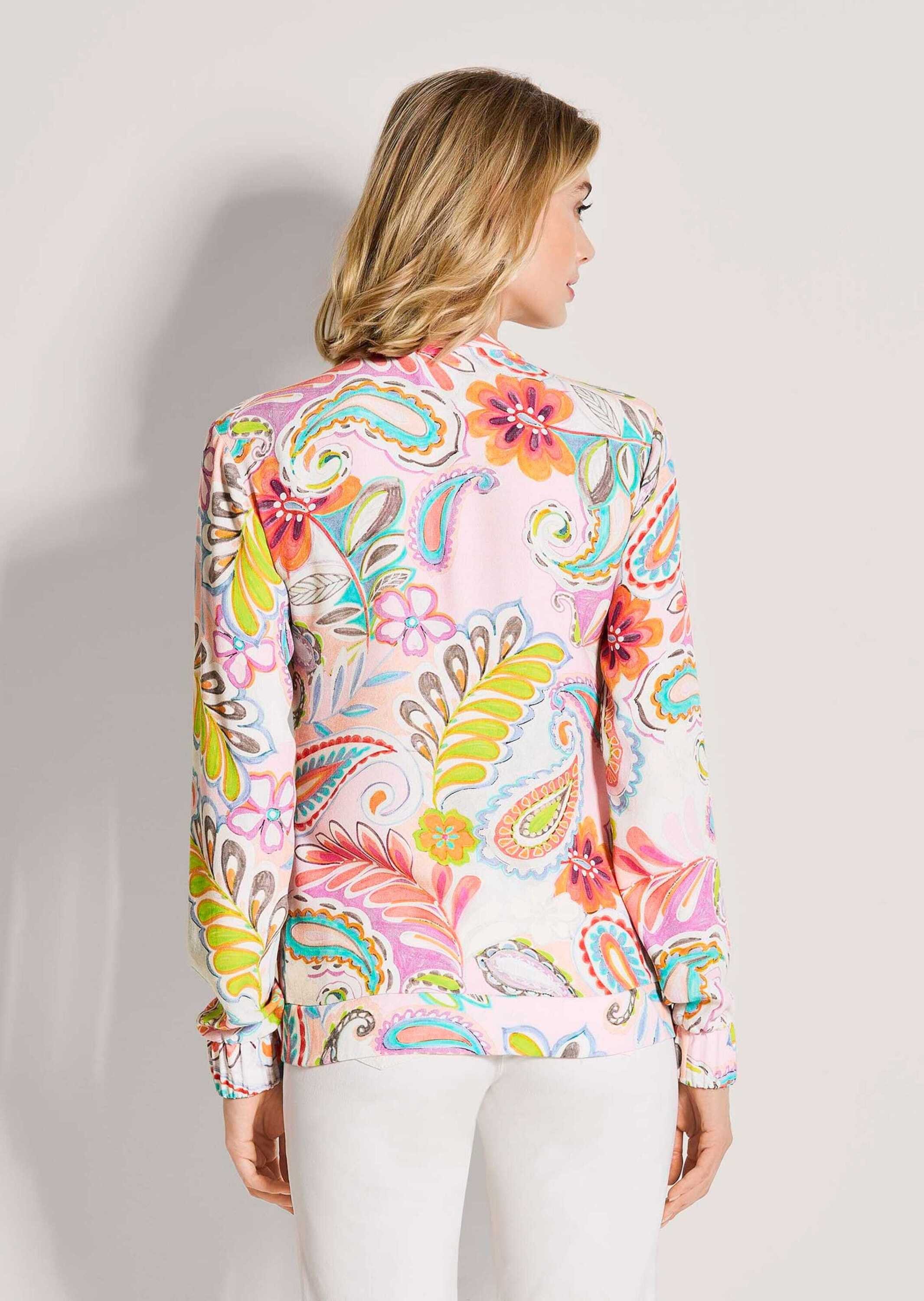 MADELEINE Blouson Farbenfrohe Print-Jacke aus Viskose Leichter Blouson mit Stehkragen und Reißverschluss
