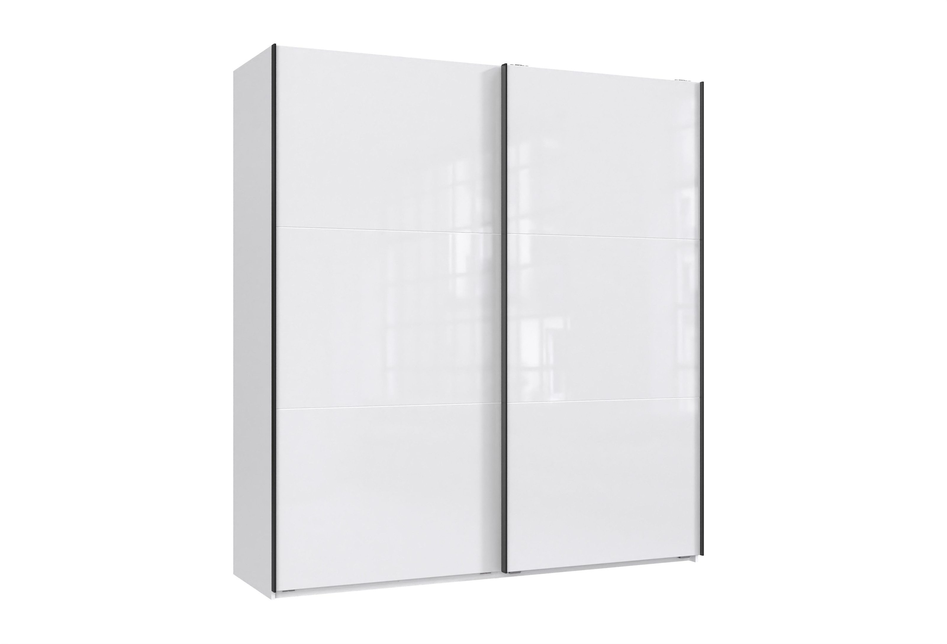 freiraum Schwebetürenschrank indiana C in WEISS + GLAS WEISS - 200x216x65cm (BxHxT)