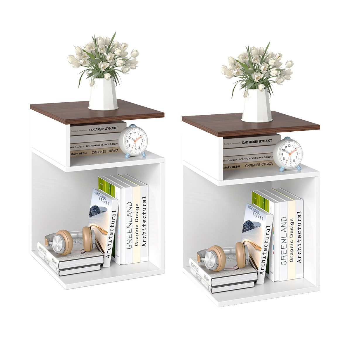 COSTWAY Beistelltisch (2-St), Holz, 3 Ebenen günstig online kaufen