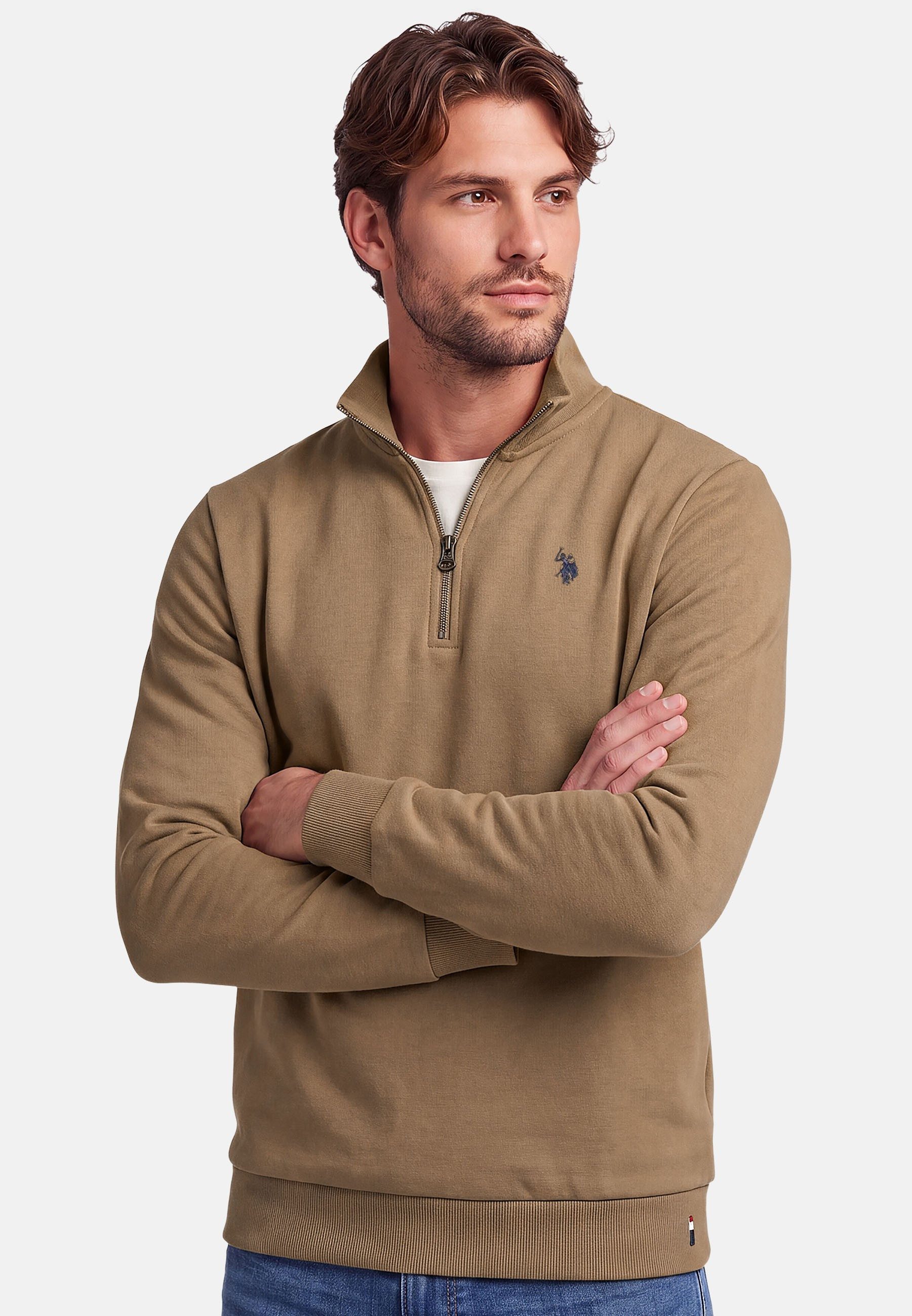 U.S. Polo Assn. Stehkragenpullover USNiico – Herren Half-Zip Pullover mit Logo-Stickerei Weiche Baumwollmischung, sportlich-elegantes Design und hoher Komfort – Bild 2 von 5