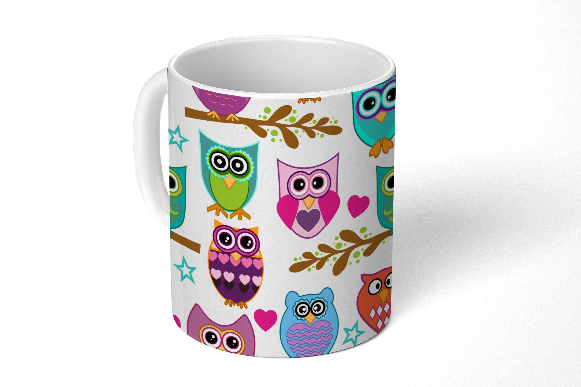 MuchoWow Tasse Design - Eulen - Tiere, 1-tlg., Keramik, Kaffeetassen, Teetasse, Becher, Kaffeebecher, Geschenk