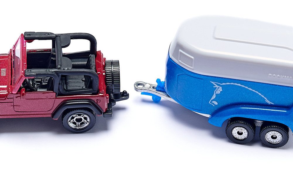 SIEPER Modellauto siku Jeep Wrangler mit Pferdeanhänger 1:55