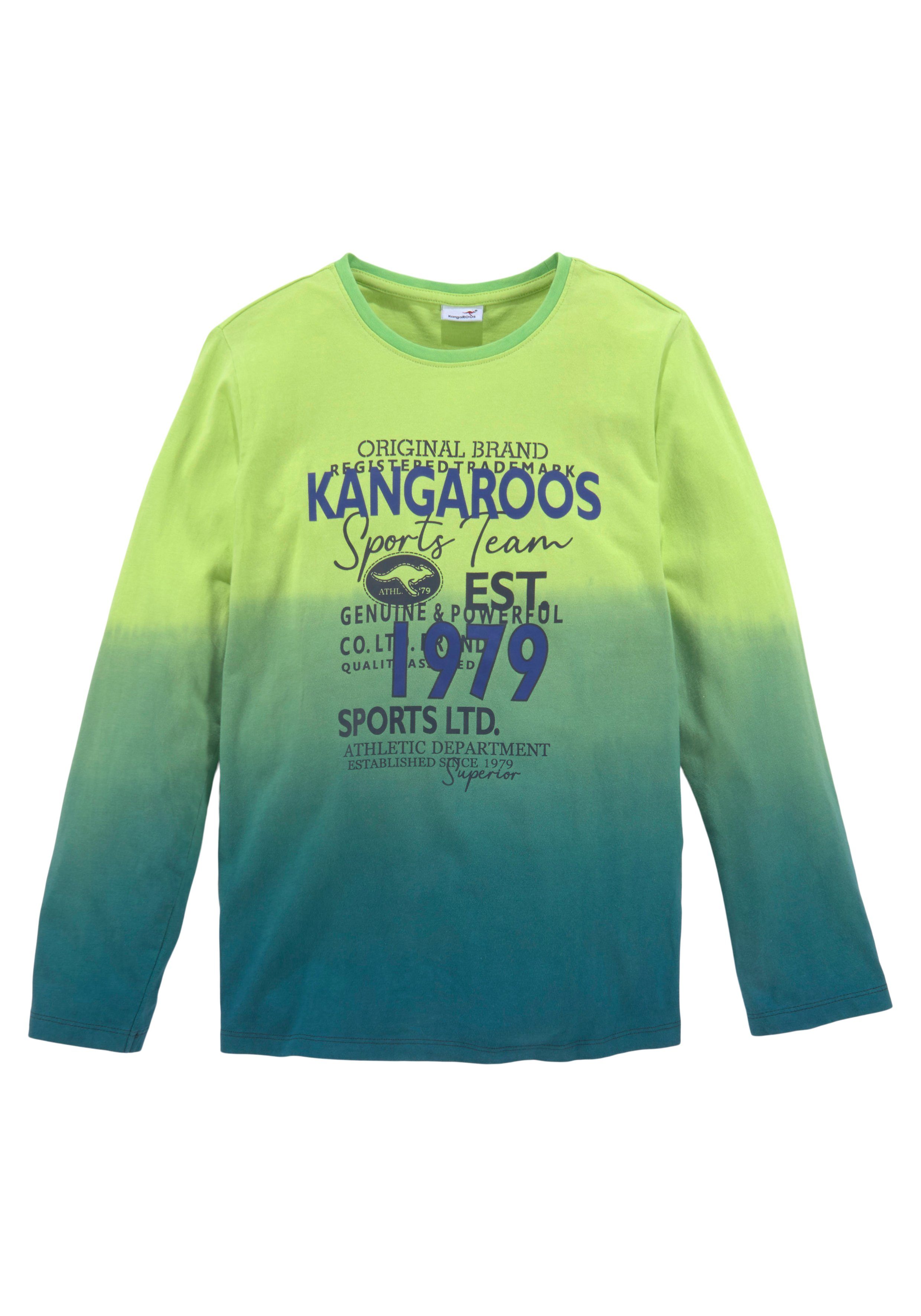 Langarmshirt mit KangaROOS Farbverlauf, Dip Dye