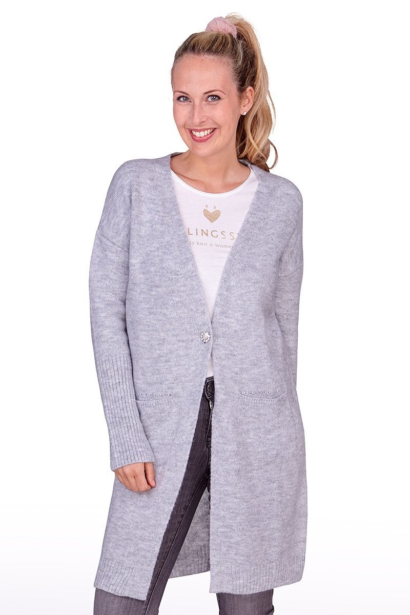 Hangowear Trachtenstrickjacke Trachten Strickjacke - ZARINA - hellgrau