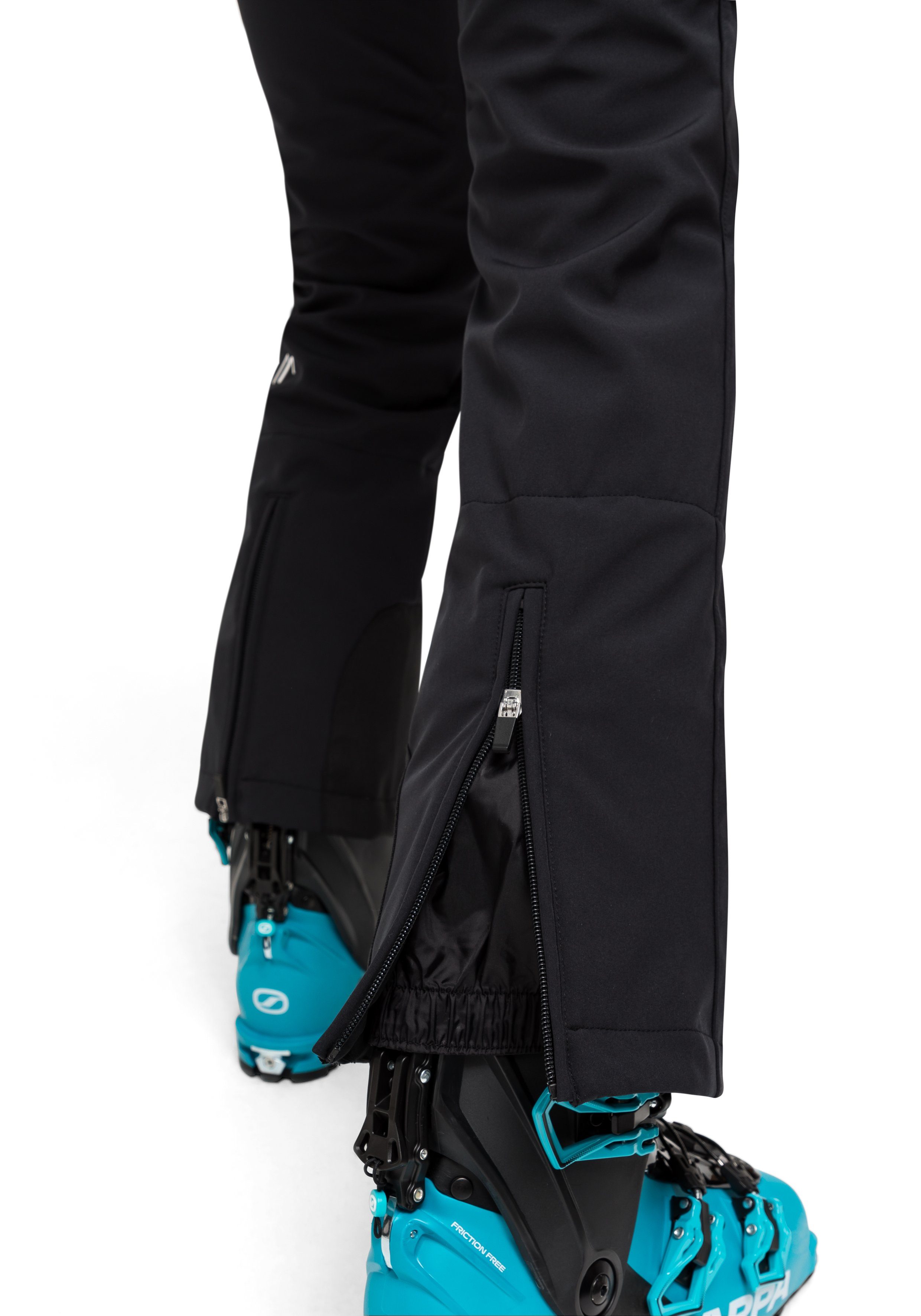 in femininer, schwarz Silhouette Maier Eng geschnittene Mary sportlicher Skihose Softshellhose Sports