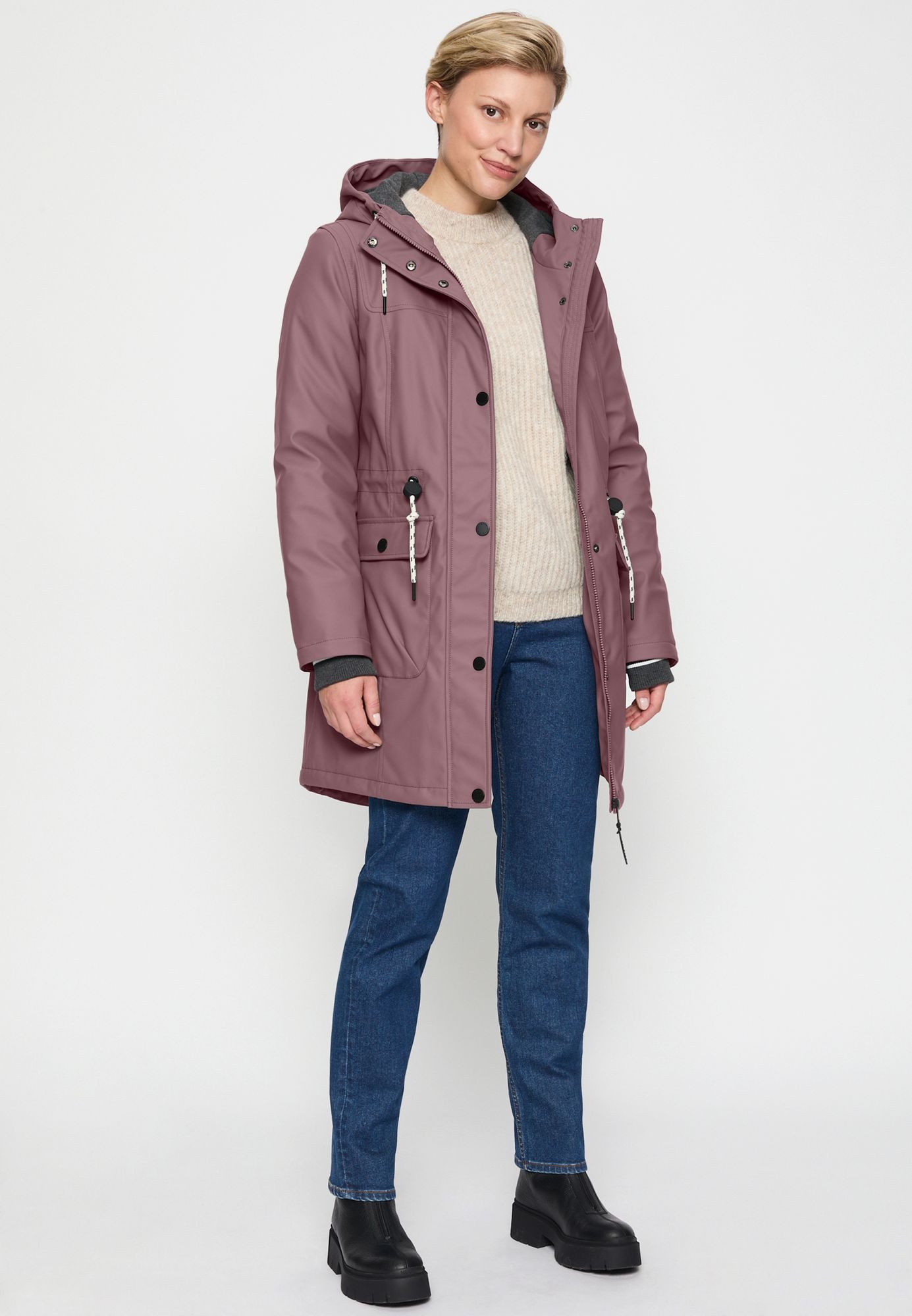 COVERED Regenjacke Paula2 L60355CO2 Sweatkapuze, Windschutz, Taillenkordel, günstig online kaufen