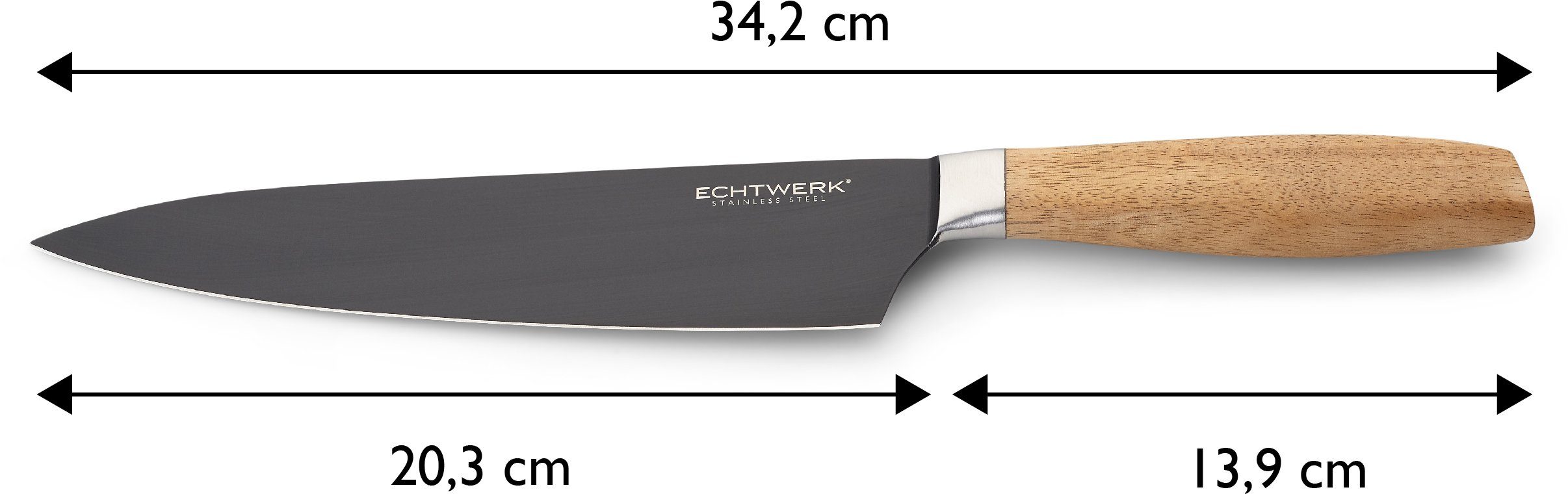 Clasic, Akazienholzgriff, aus Kochmesser 20 ECHTWERK Stahl, hochwertigem cm Black-Edition,