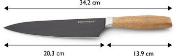 ECHTWERK Kochmesser Classic, aus hochwertigem Stahl, Akazienholzgriff, Black-Edition, 20 cm