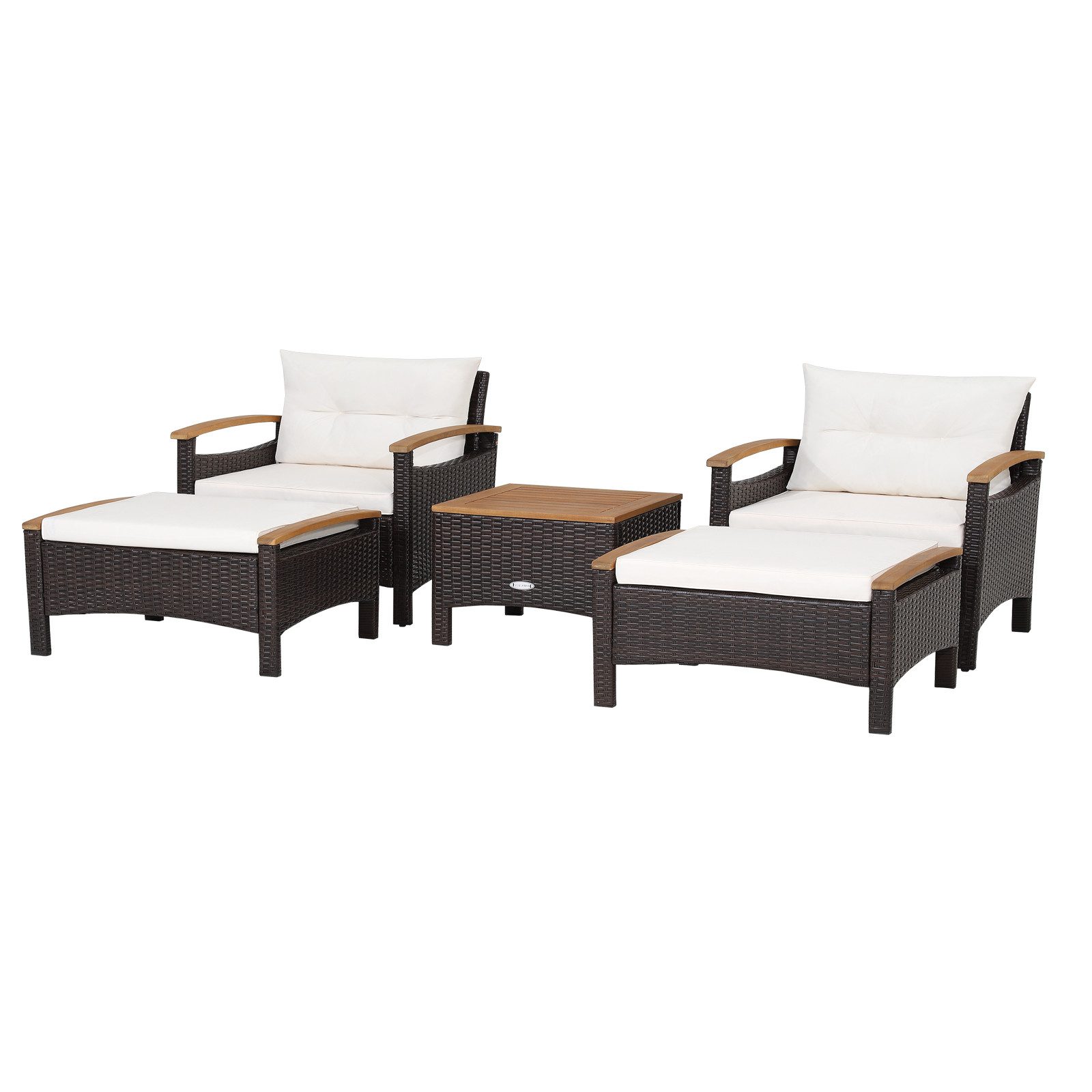 KOMFOTTEU Balkonset Gartenmöbel, (Set, 5-tlg), aus PE-Ratten, mit Rattentisch