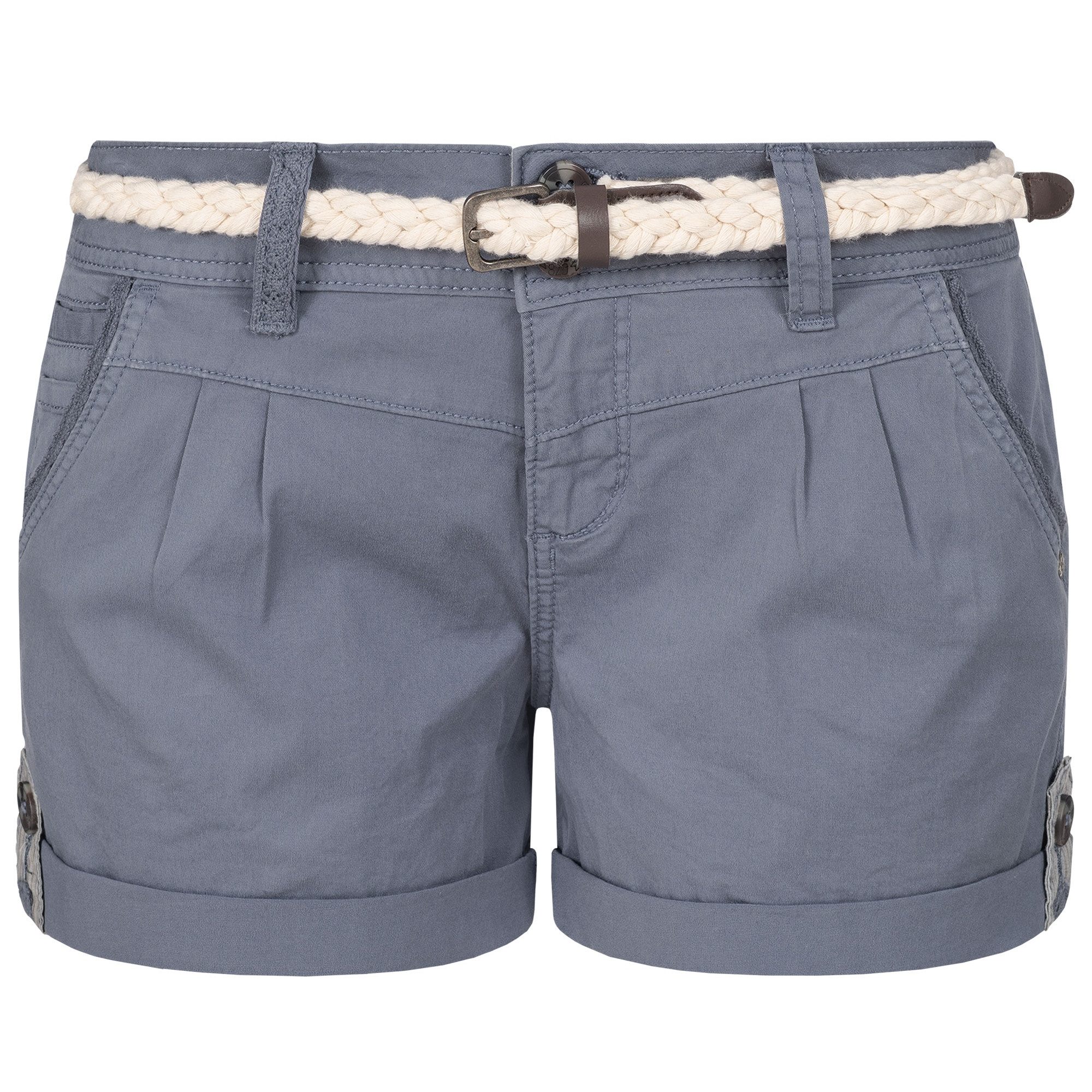 SUBLEVEL Shorts Damen Bermudas kurze Hose Baumwolle Hotpants Chino Sommer Hose elastisch, flex, bequem, mit Flechtgürtel
