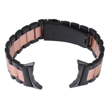 Wigento Smartwatch-Armband Für Google Pixel Watch 1 + 2 Stahl Metall Smart Armband Schwarz / Pink