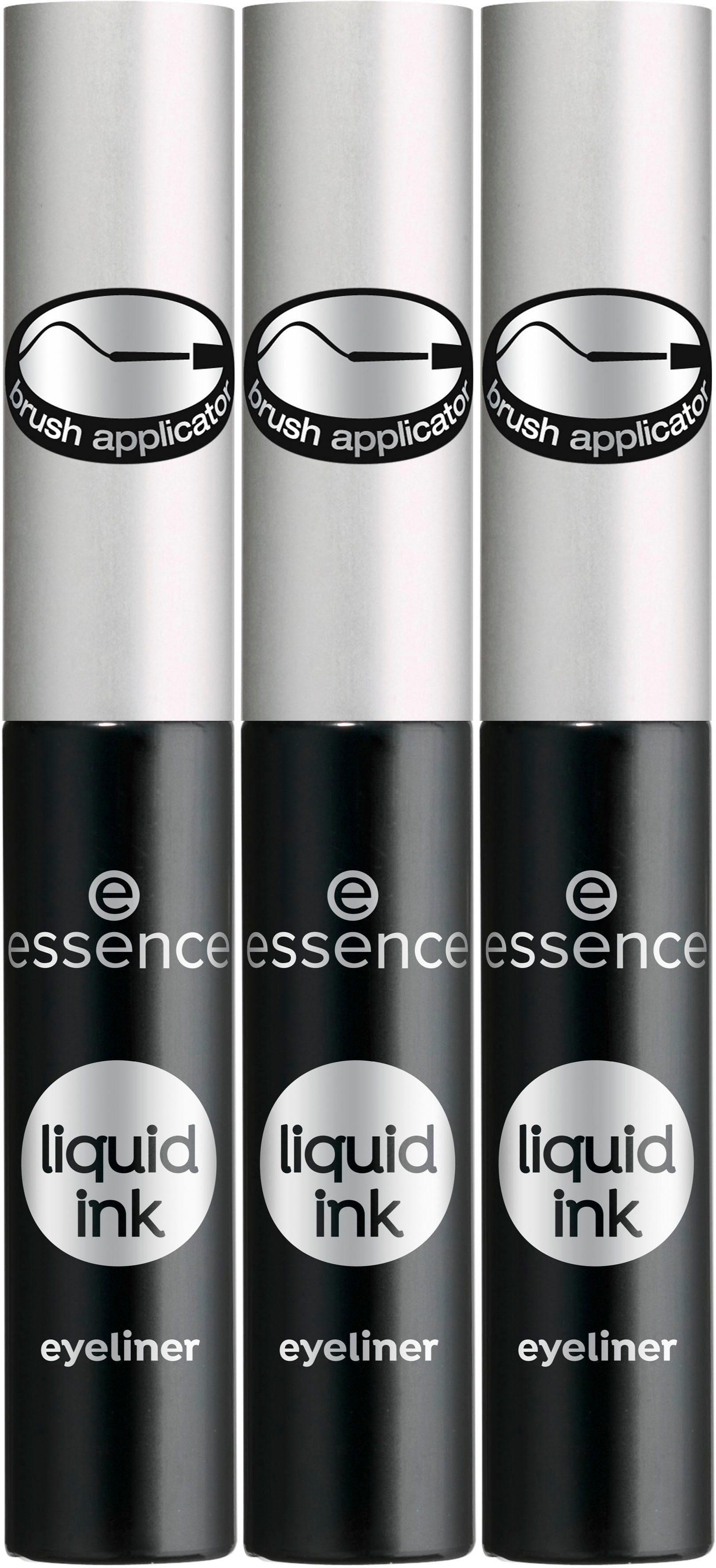 Essence Eyeliner liquid ink eyeliner, 3-tlg., mit feinem Pinsel-Applikator
