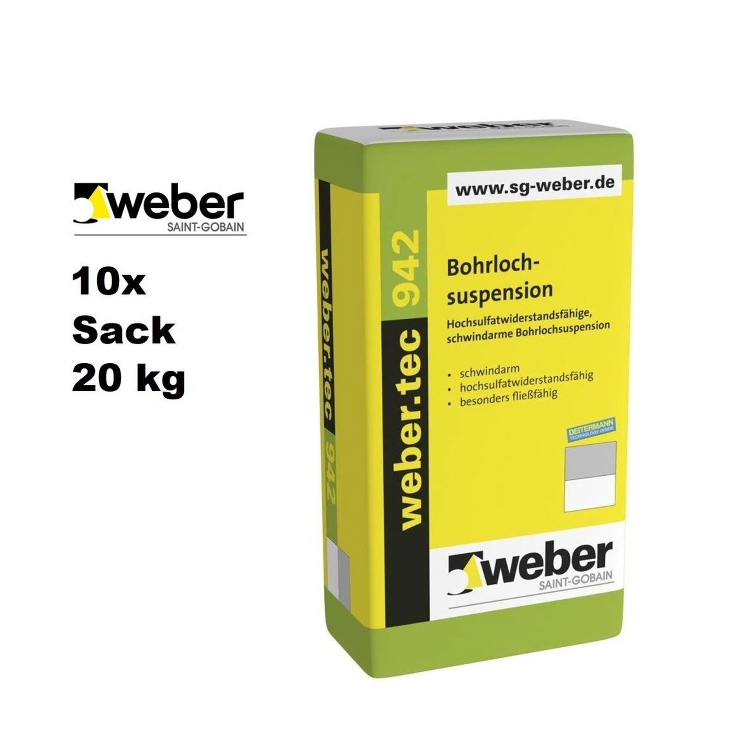 Saint Gobain Weber Mörtel Weber.tec 942 Mörtel für Hohlraumverfüllung Injektion 10x 20kg