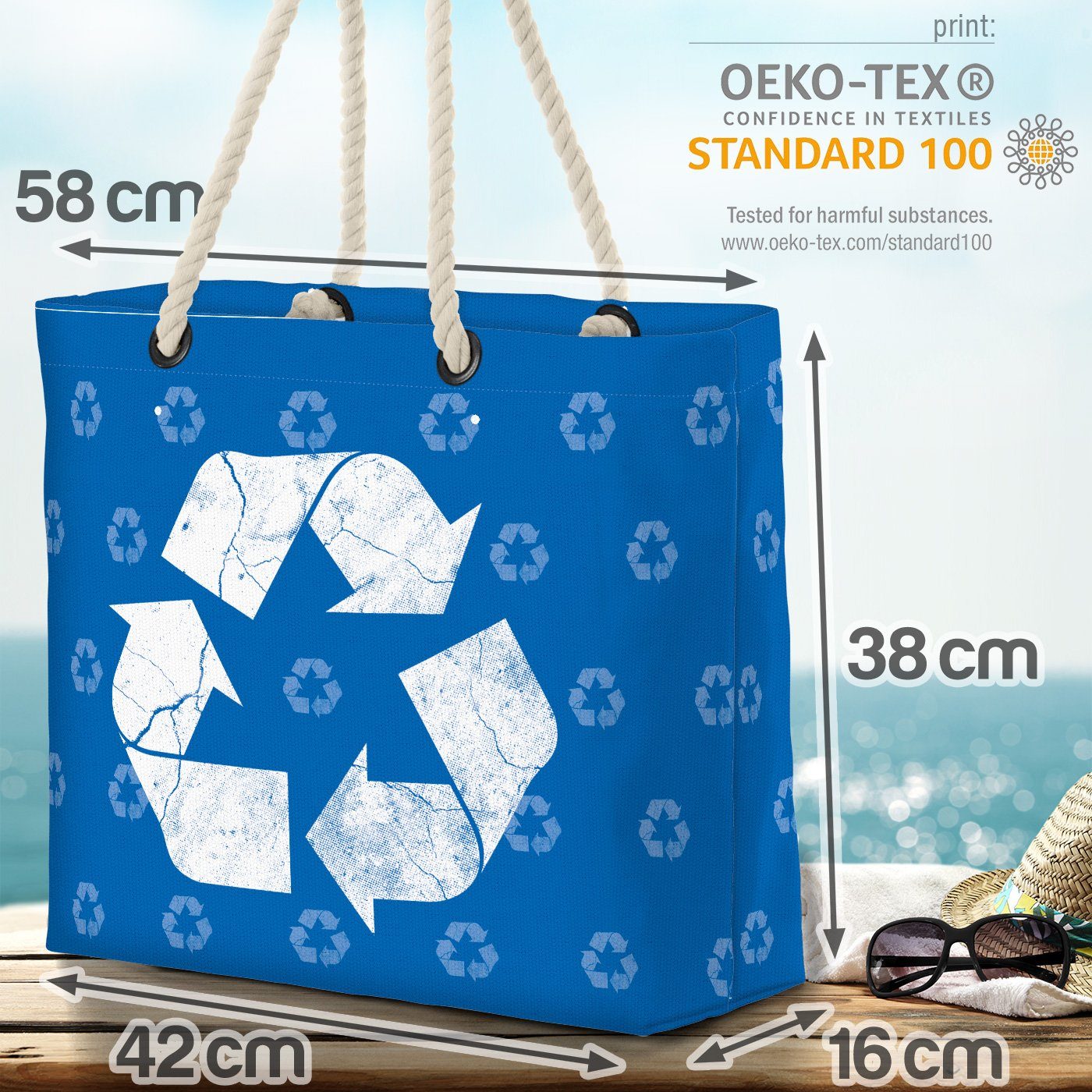 VOID Strandtasche Shopper blau Beach (1-tlg), Umweltschutz Bag Wieder-verwendbar Recycling